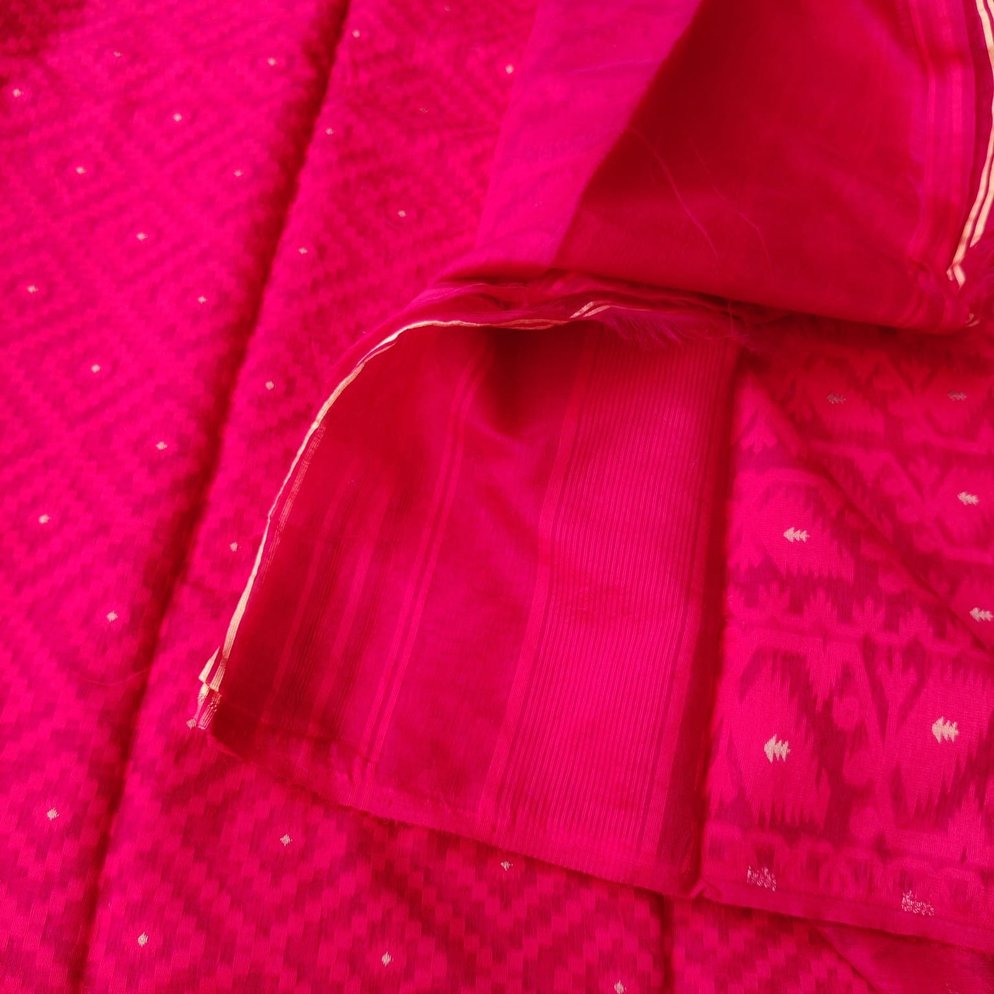 Crimson Red Cotton Jamdani