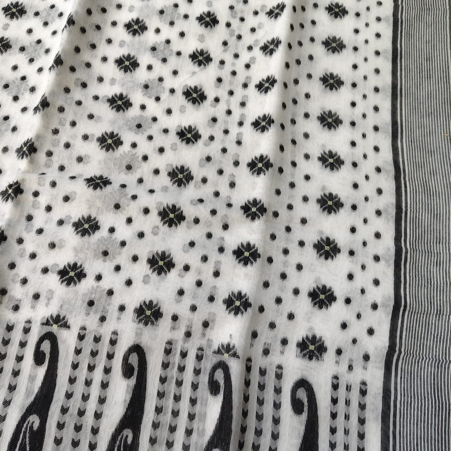 White Black Cotton Jamdani