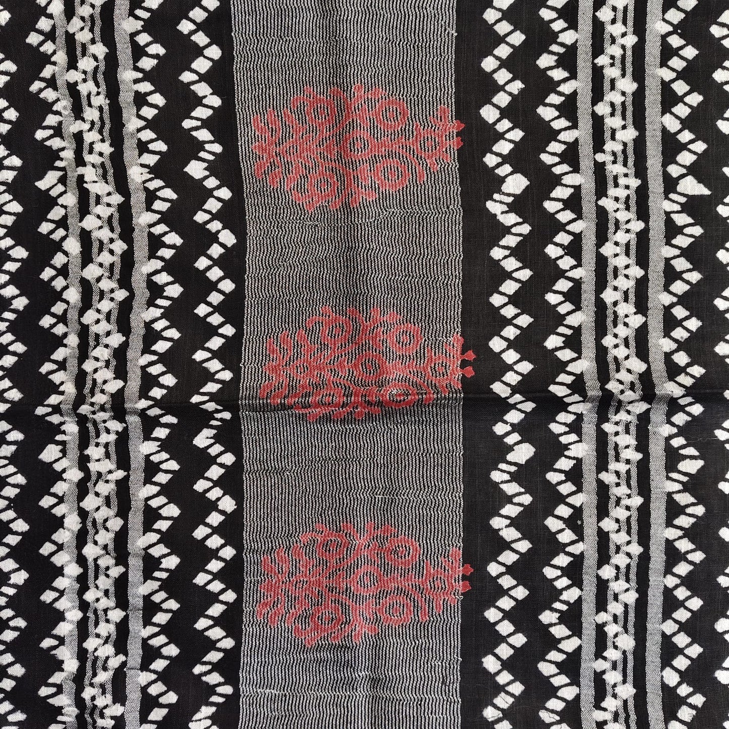 Black Block Print Linen Cotton-08