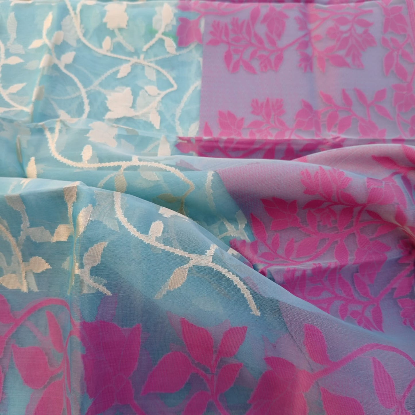 Organza Muslin Jamdani- Blue