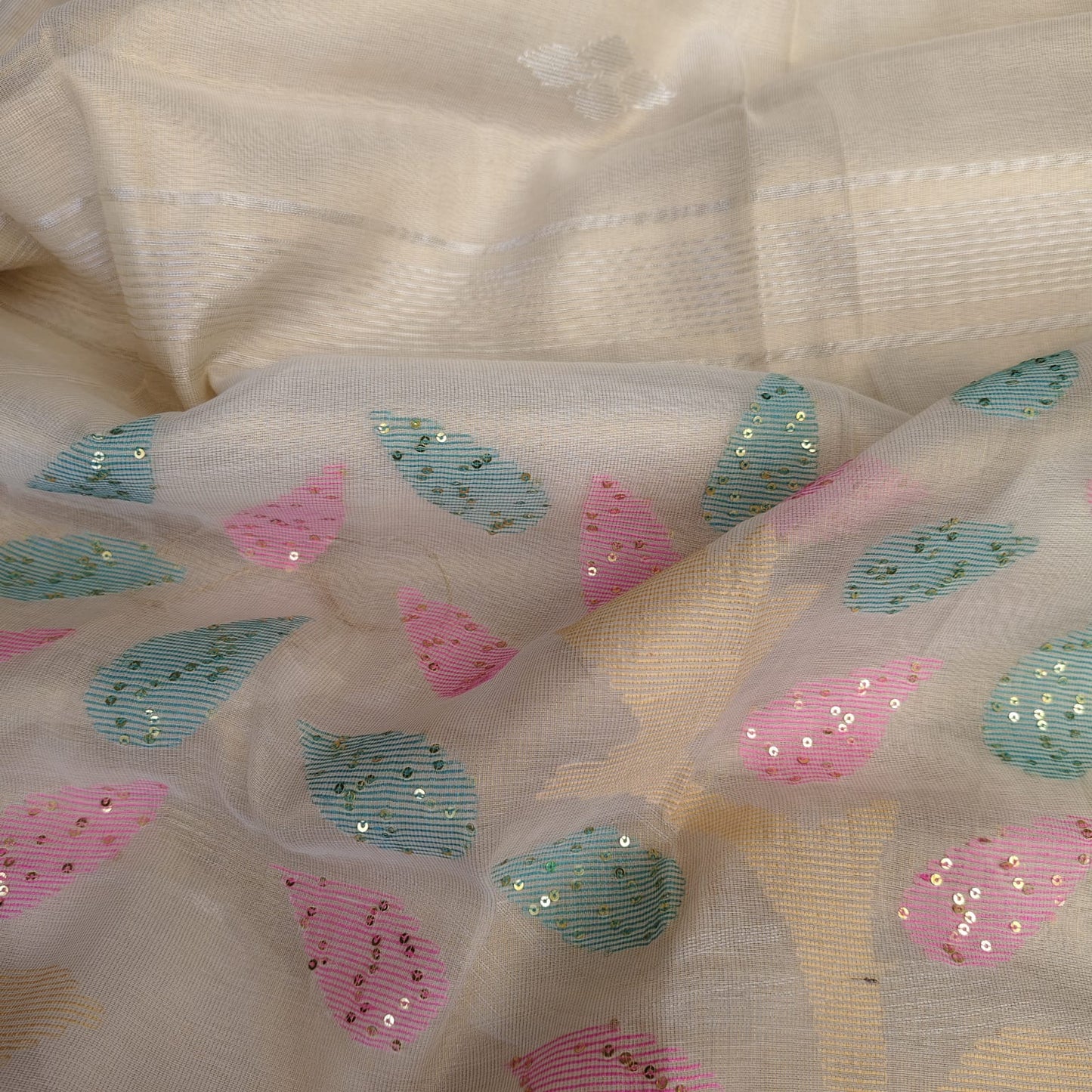 Tissue Muslin Jamdani-Golden Biege