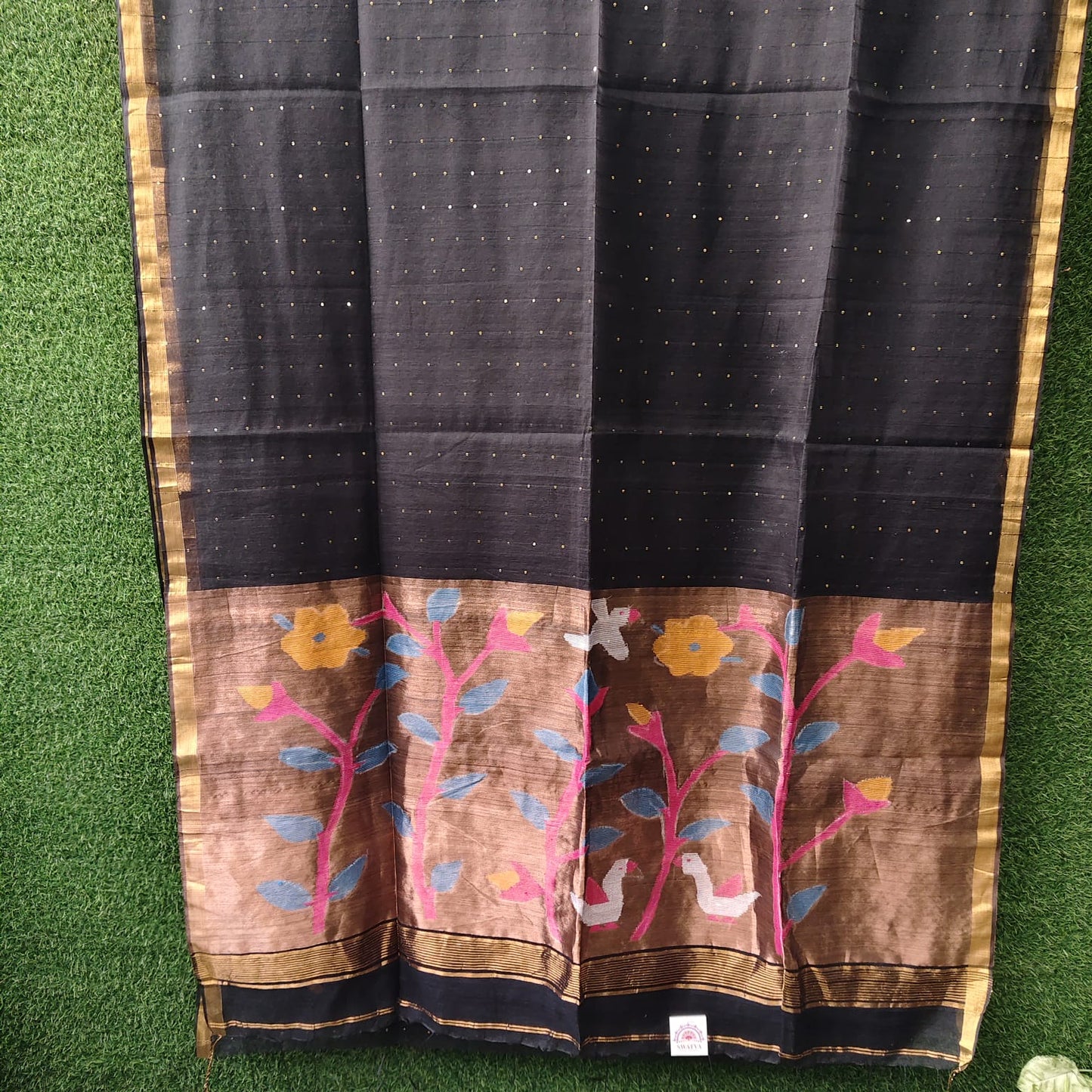 Muslin Jamdani Paithani-Black