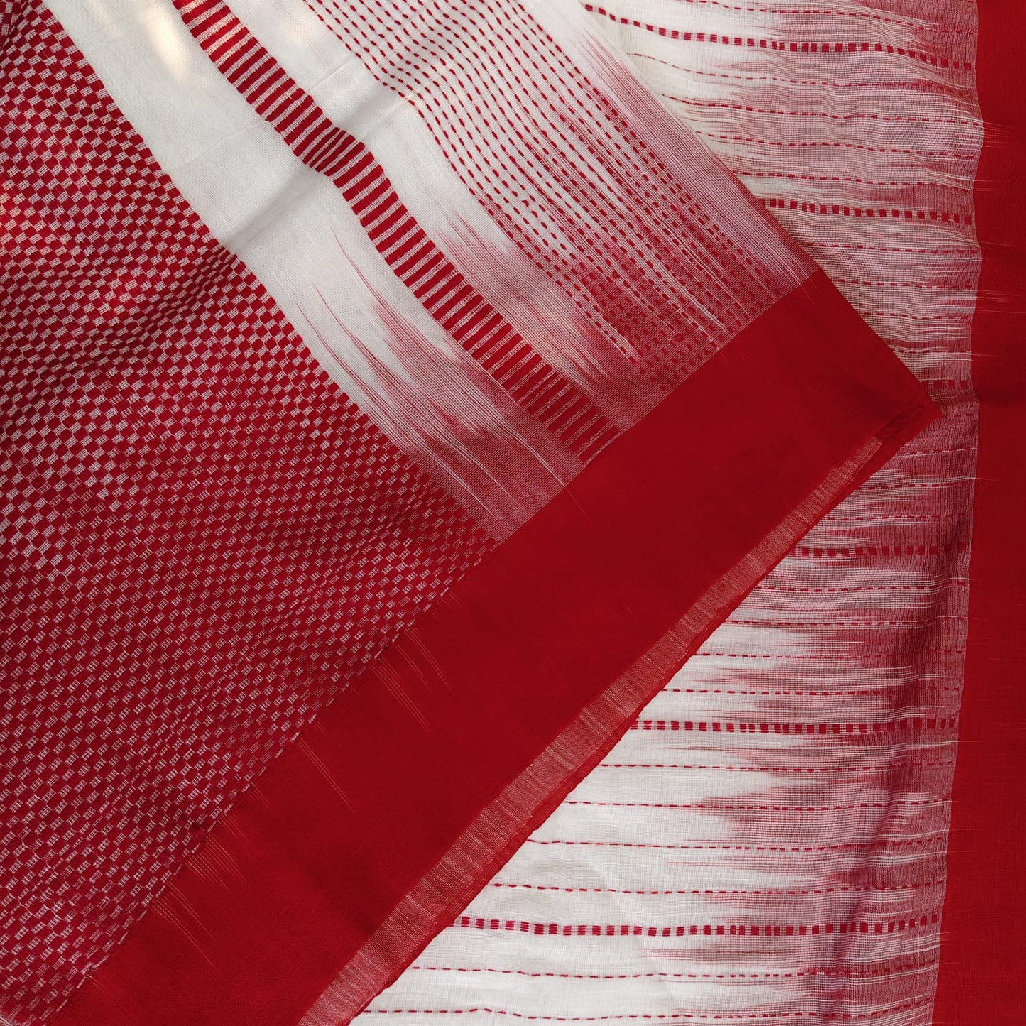 Handwoven Bengal Cotton -White n Red