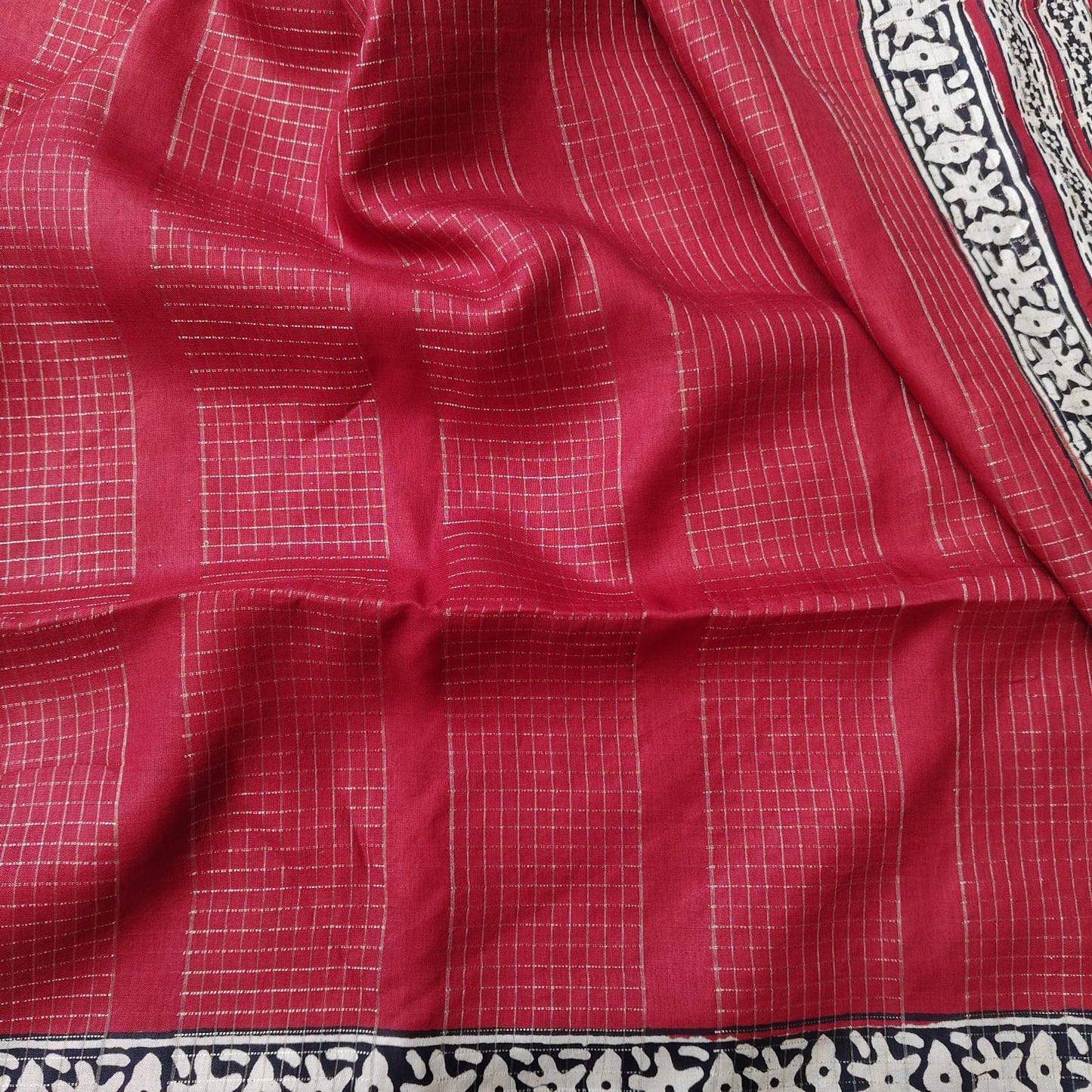 Russian Silk Block Print-Red 1