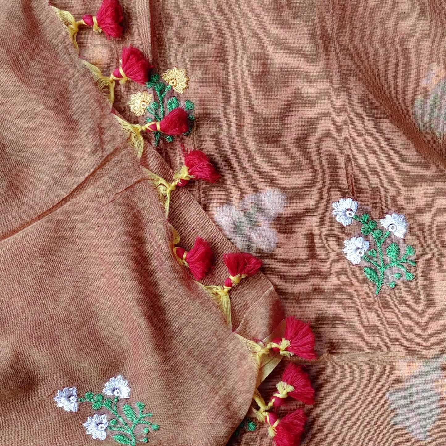 Mul Cotton Embroidery -Rust