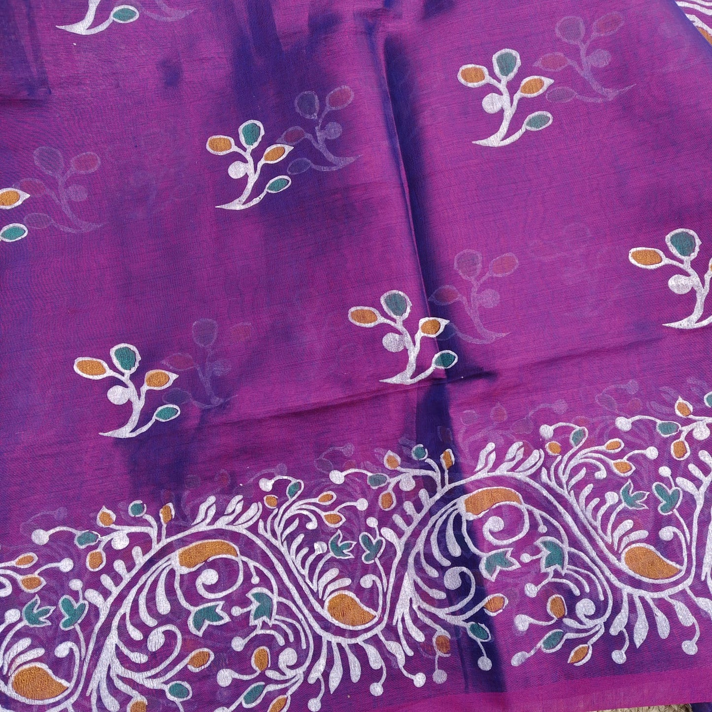 Cotton Tissue -Brinjal, Fabric Printed