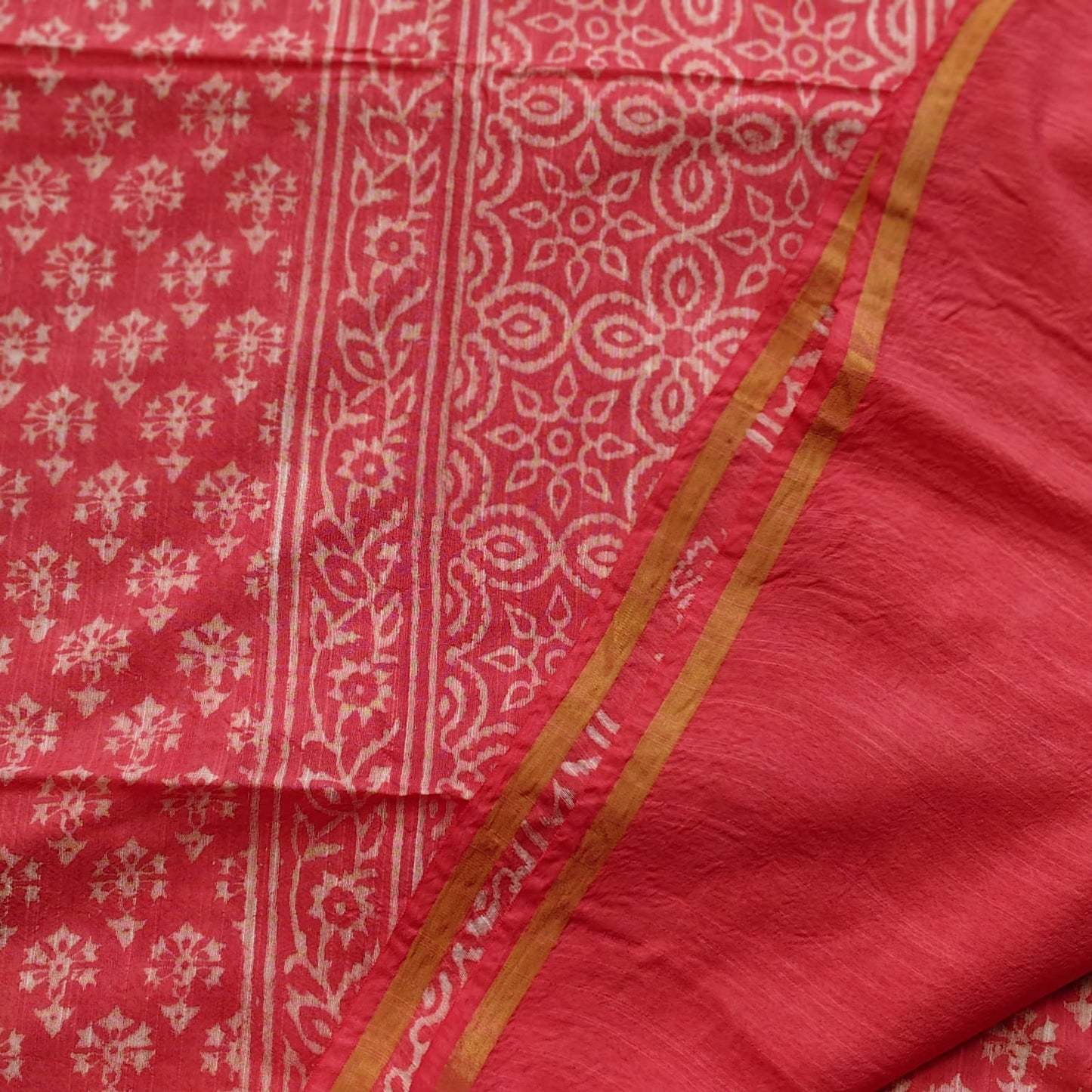 Block Print Chanderi Cotton -Peach