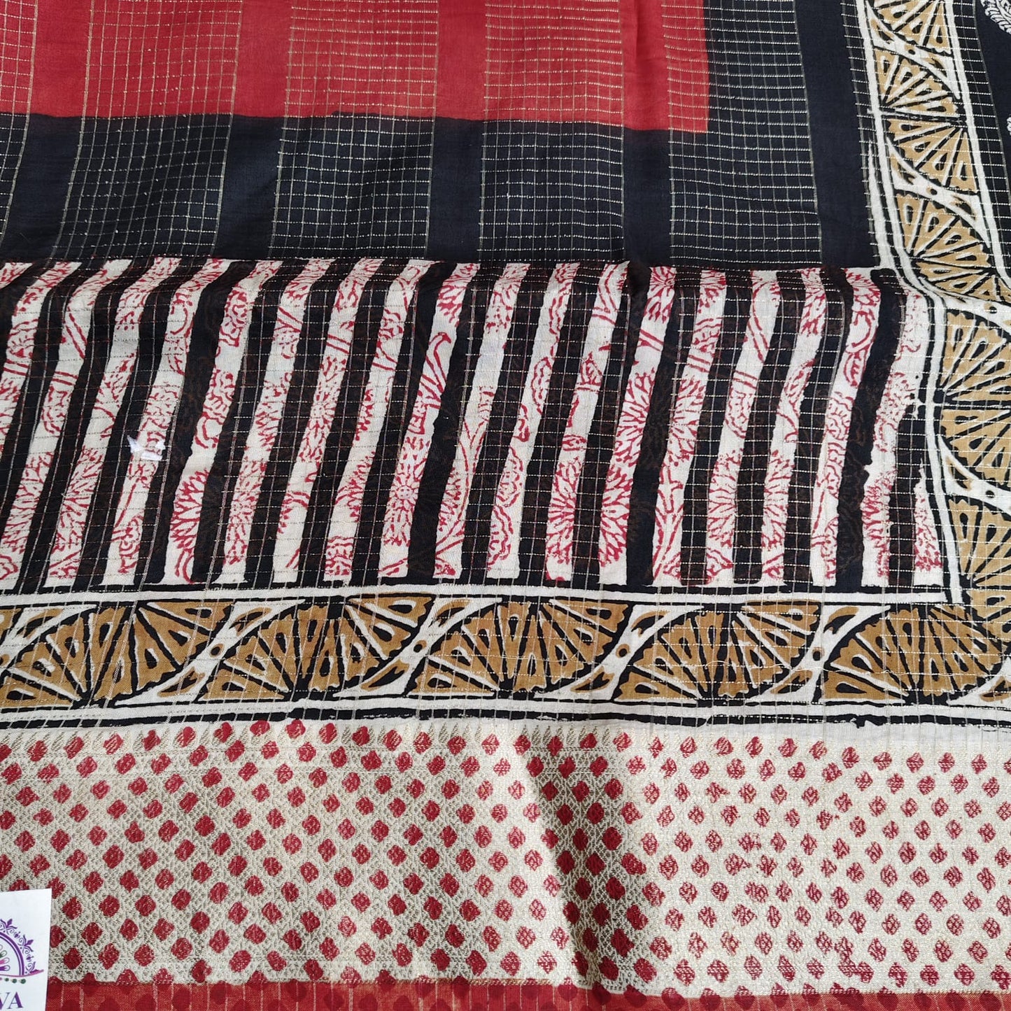 Russian Silk Block Print-Red 2