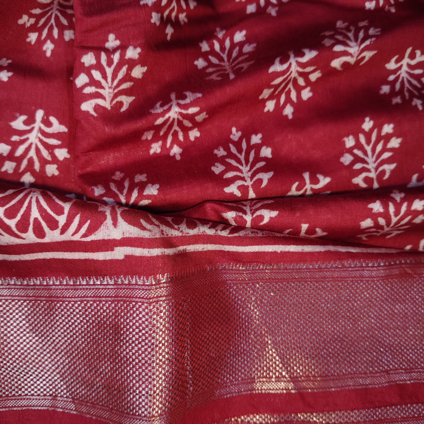 Block Print Silk, Red