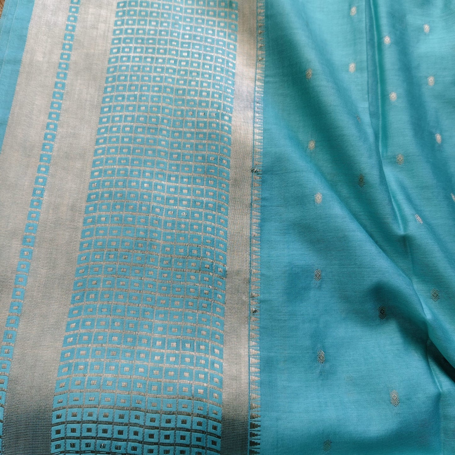Blended Tussar Silk-Aqua Blue