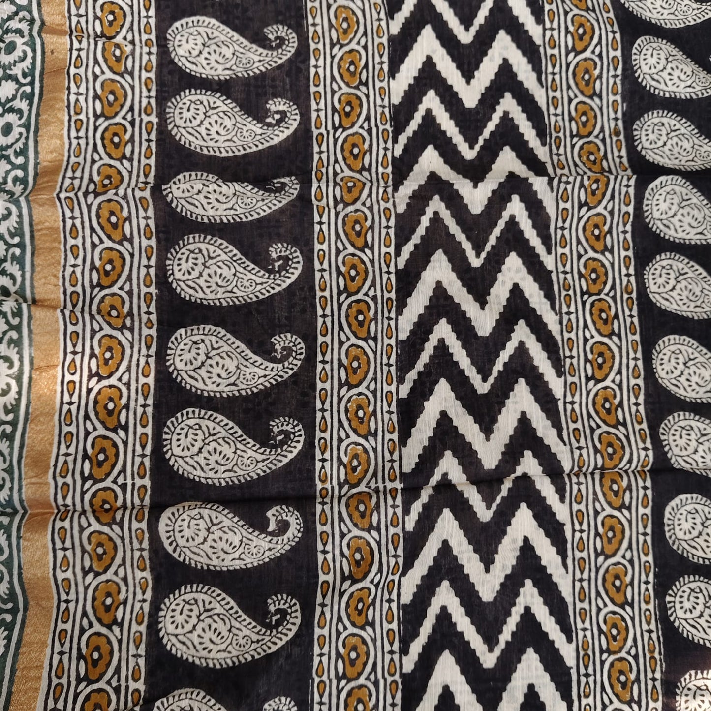 Dabu Print Mustard Chanderi