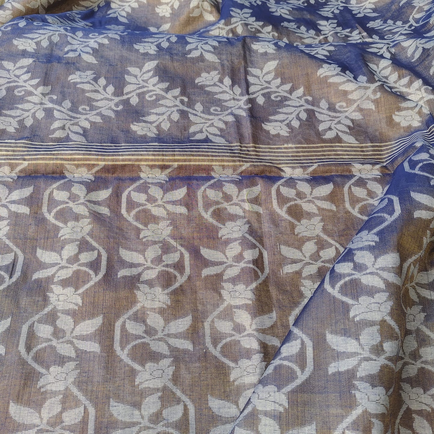 Handwoven Cotton Tissue Jamdani-Bluish Purple