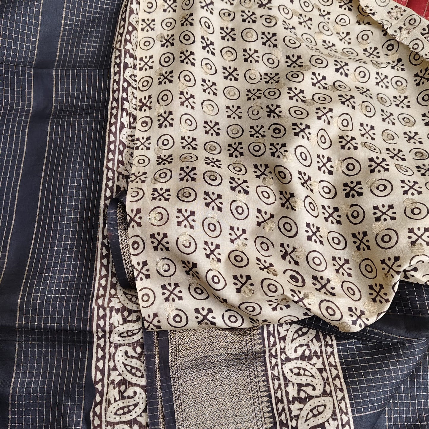 Russian Silk Block Print Black-01