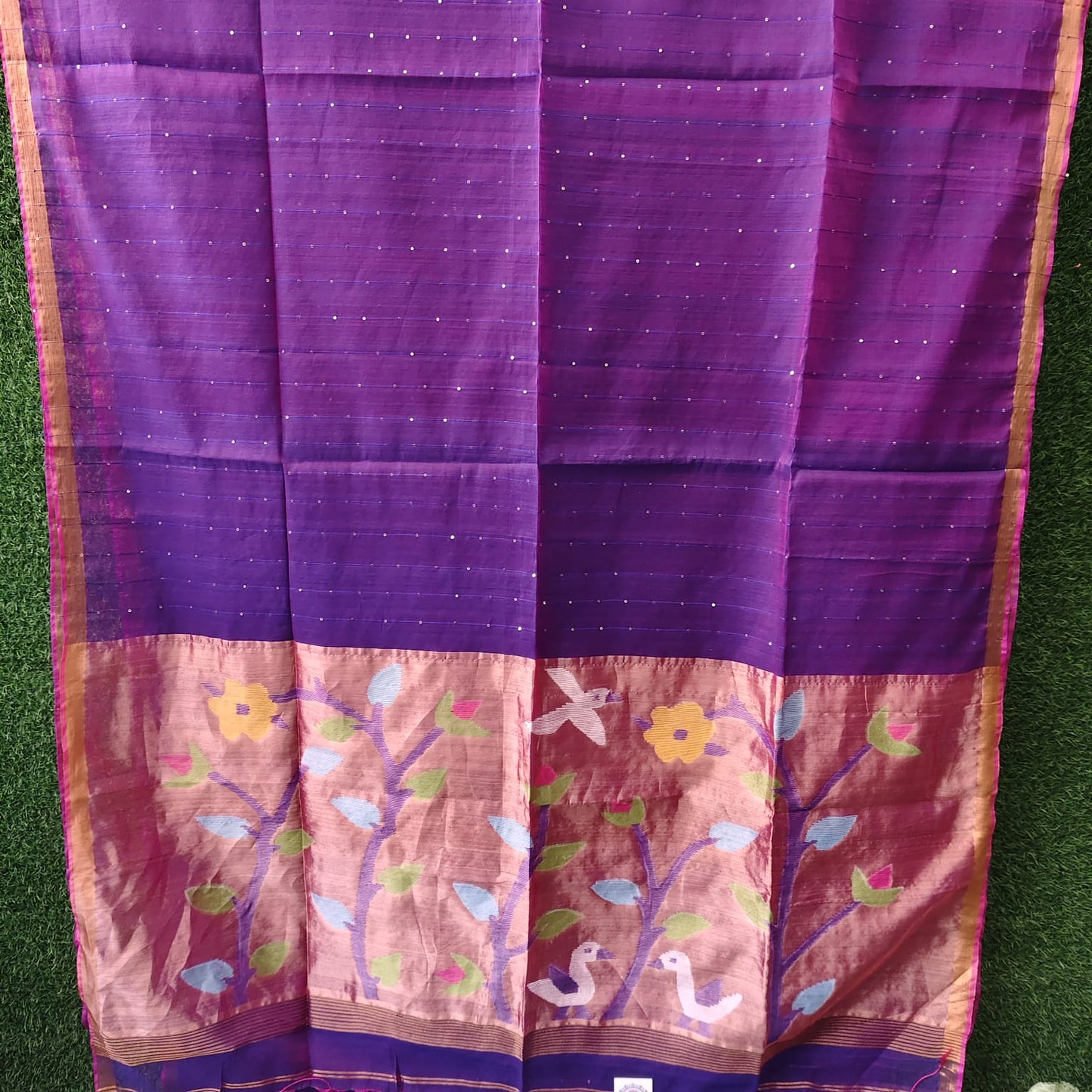 Muslin Jamdani Paithani-Purple