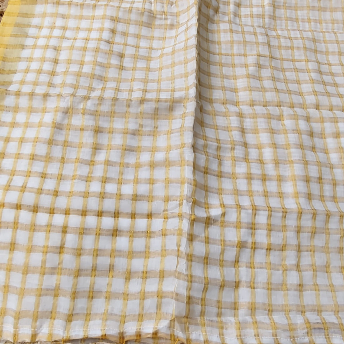 Mul Cotton - White Yellow Checks