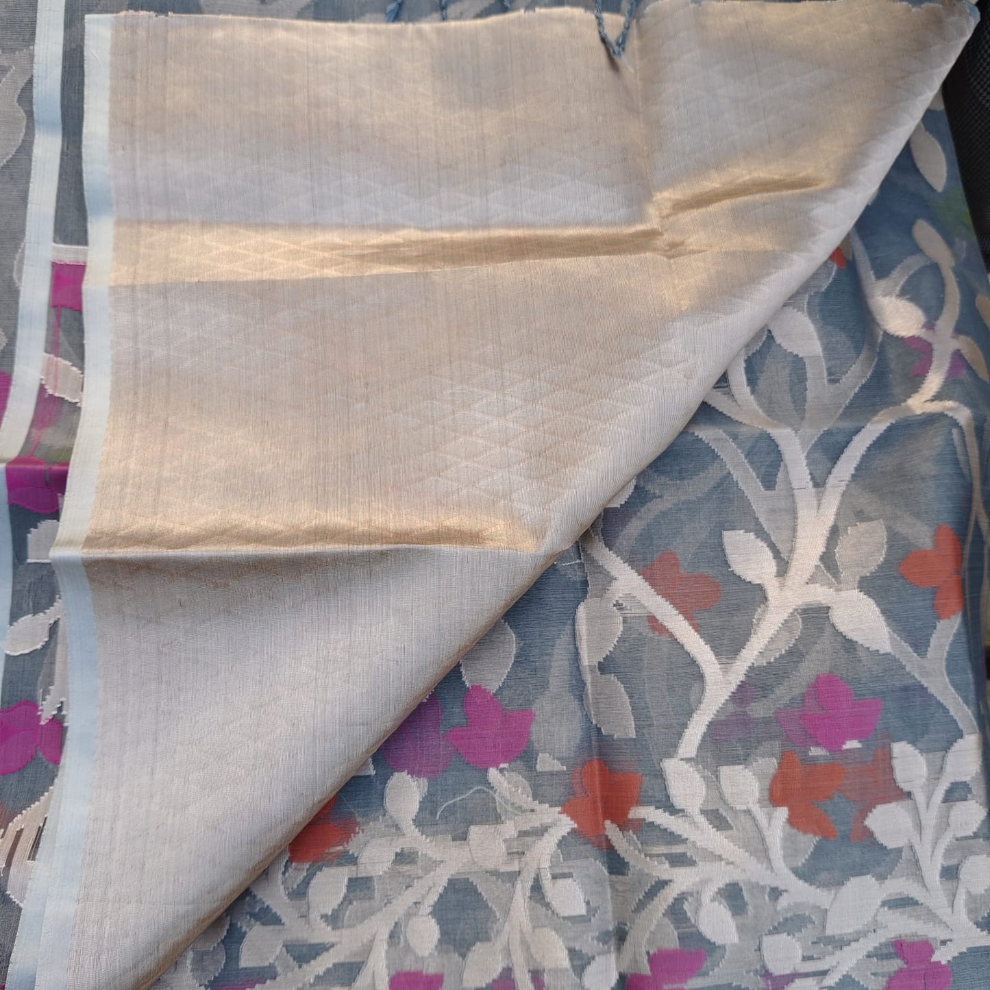 Organza Muslin Jamdani- Grey