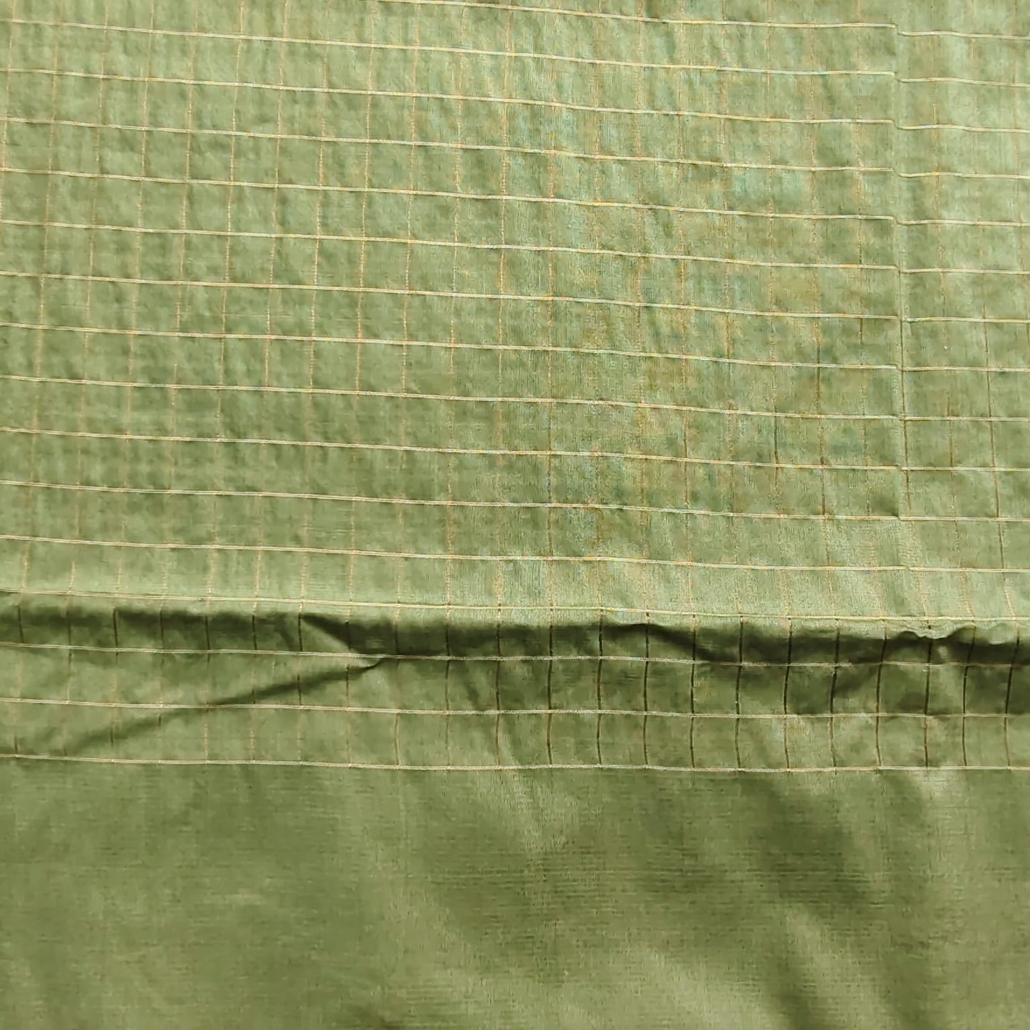 Maheshwari Silk- Zari Checks, Leaf Green