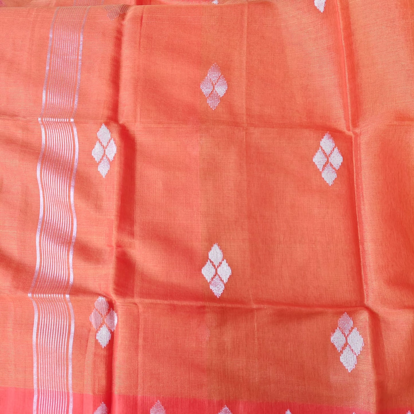 Muslin Tissue Jamdani-Tangerine Orange