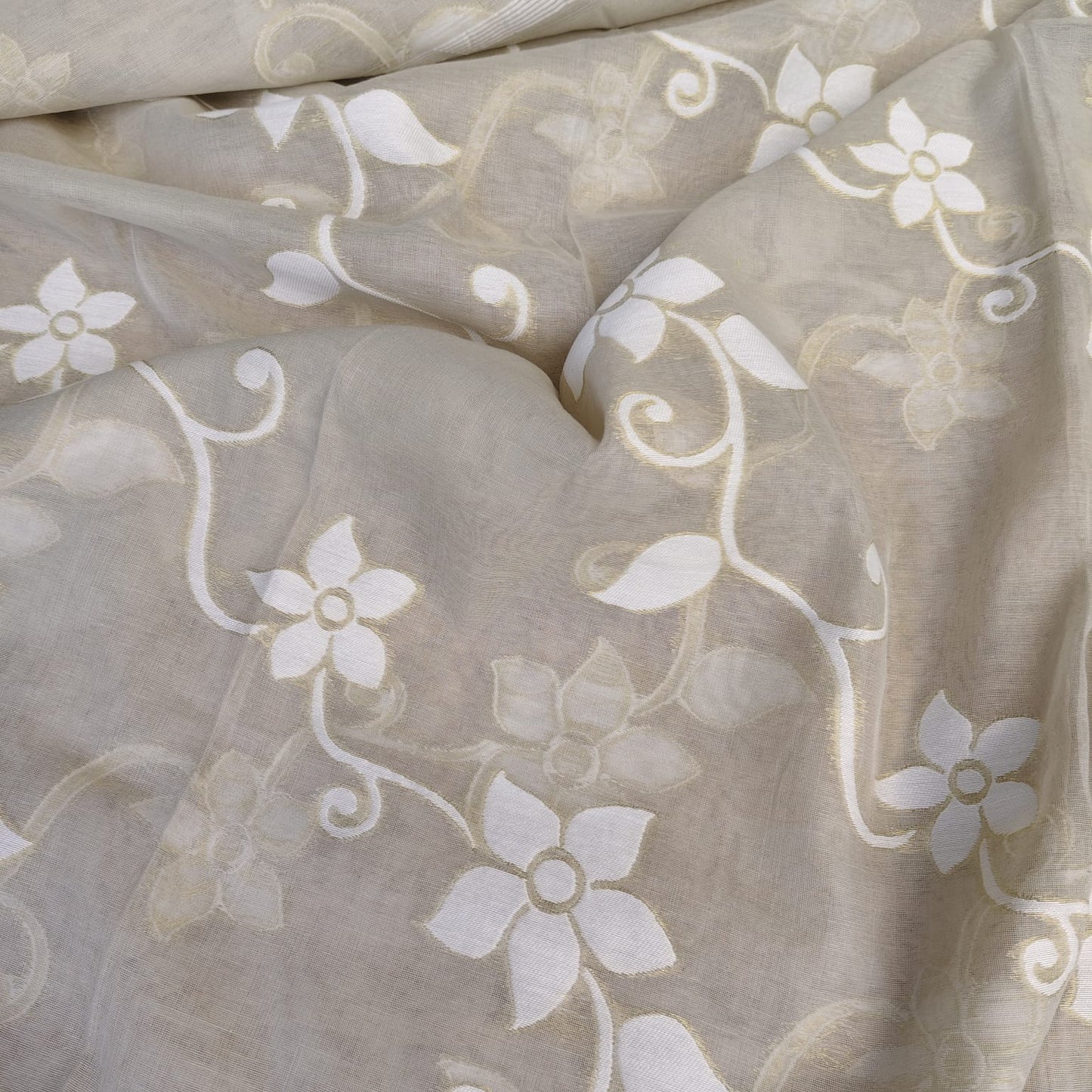 Muslin Cotton Jamdani - Grey White