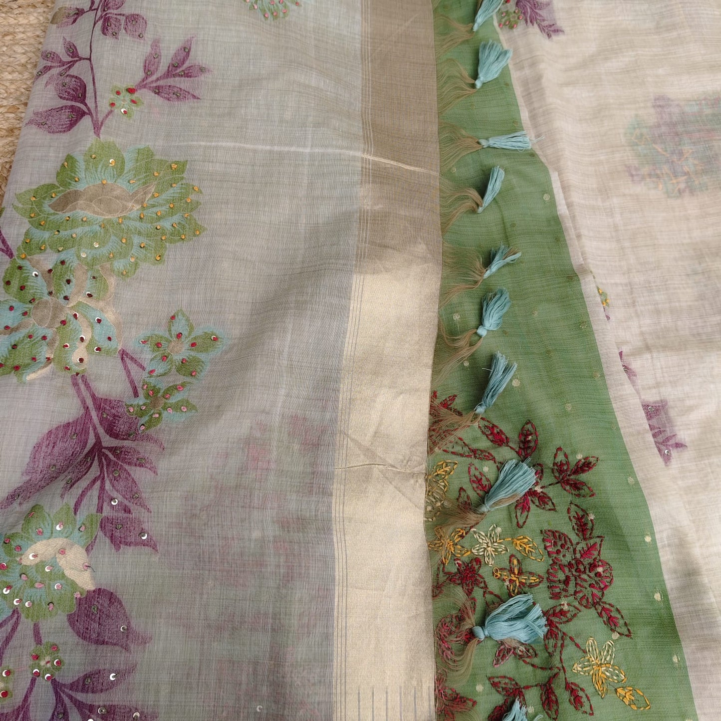 Munga Linen Jamdani Green