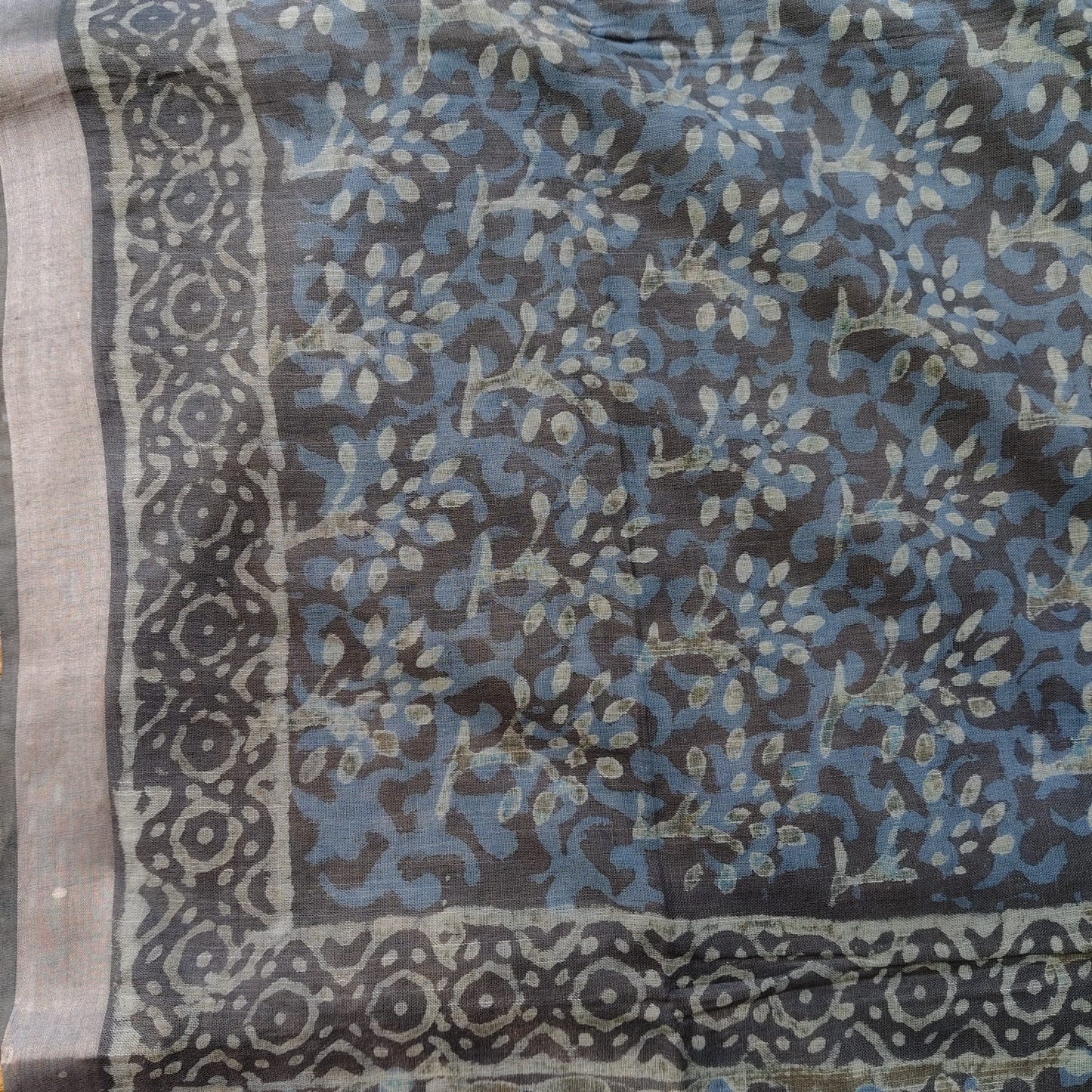 Linen Cotton, Dabu Print, Grey