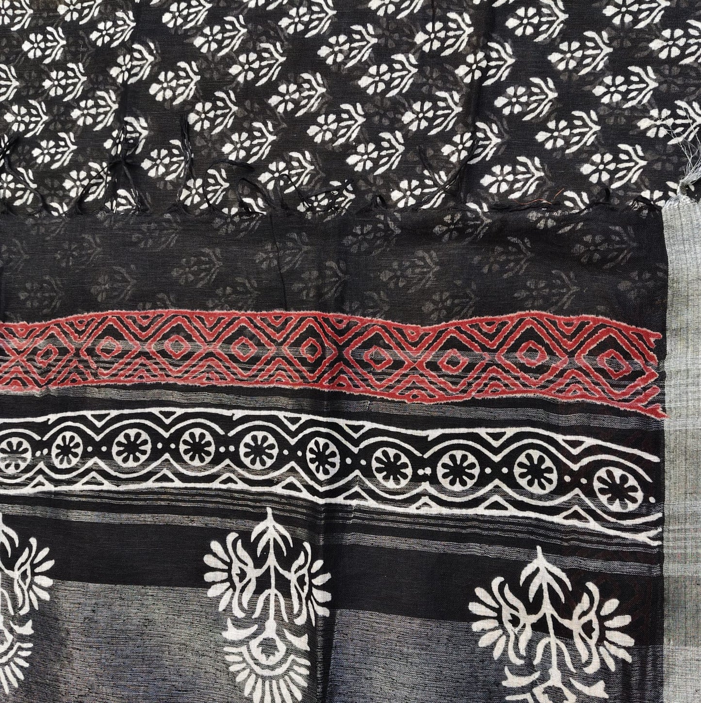 Black Block Print, Cotton Linen 03