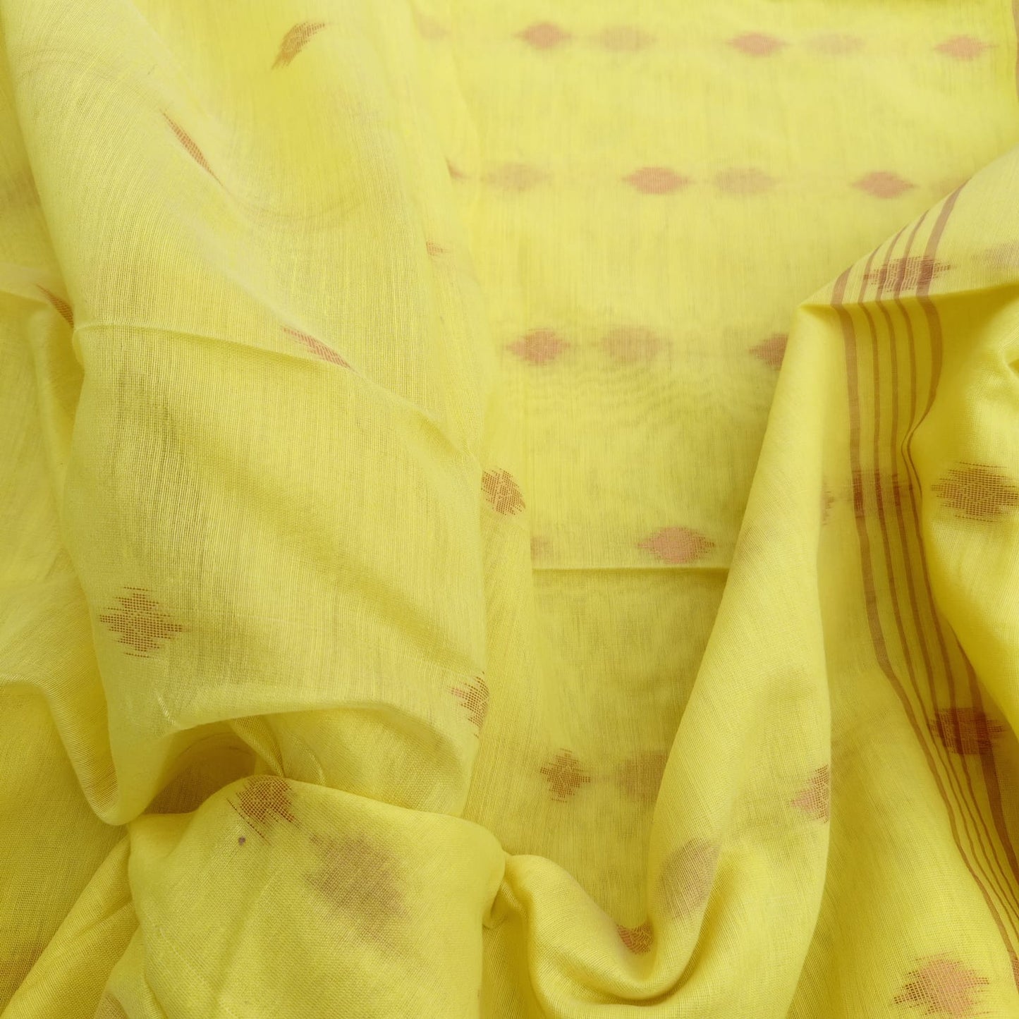 Handloom Cotton Jamdani -Yellow