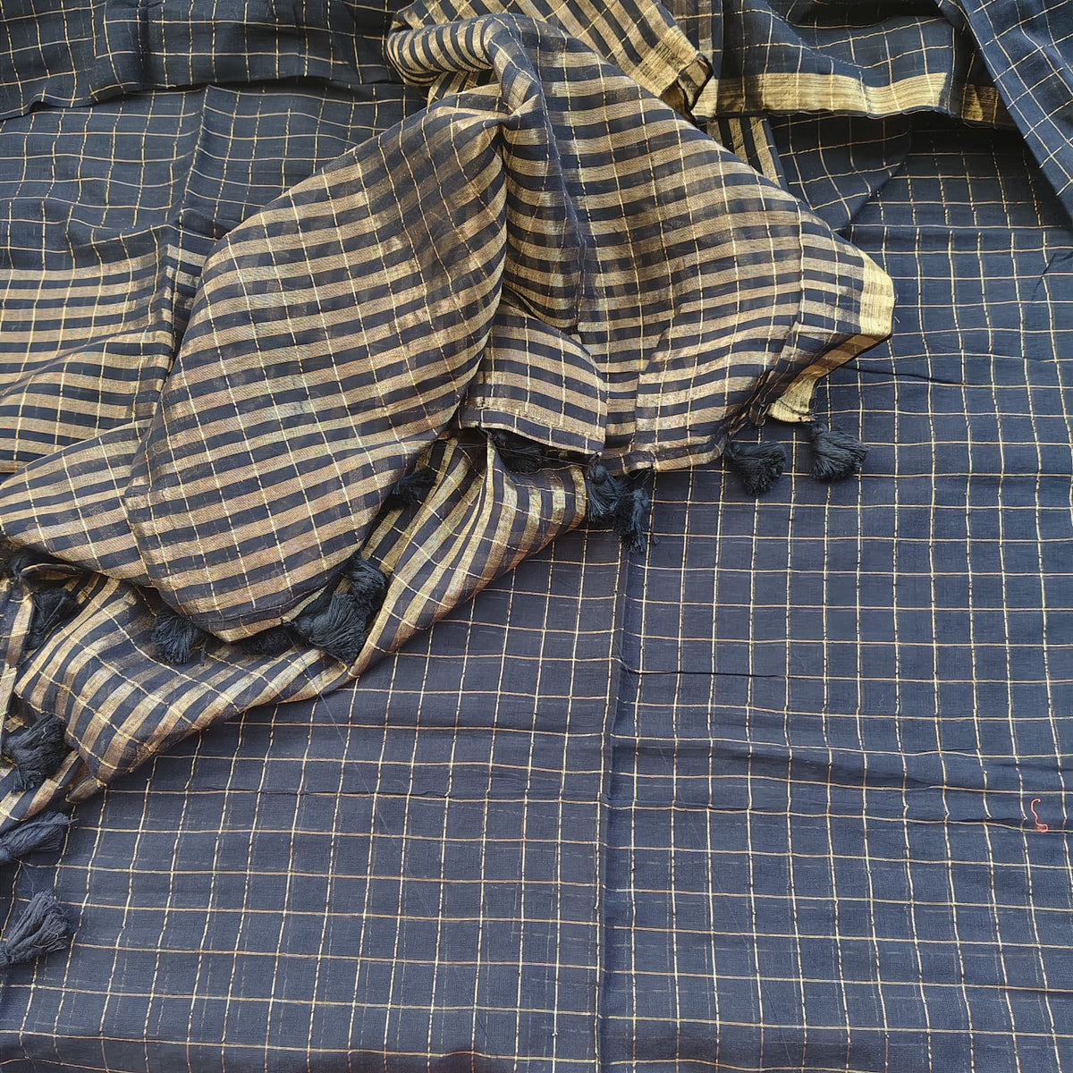 Mul cotton -Black Gold Stripes