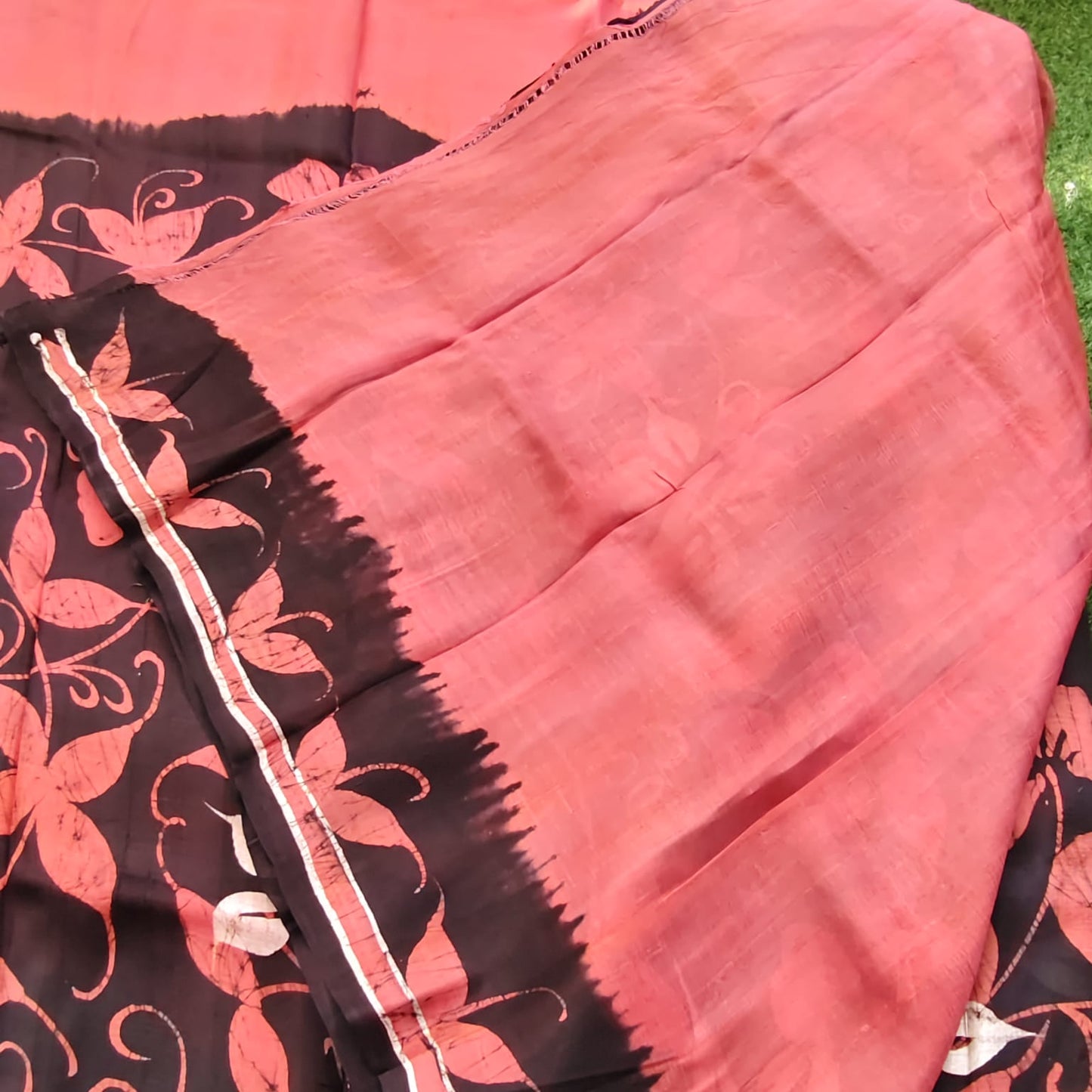 Pure Silk Hand Batik- Rust