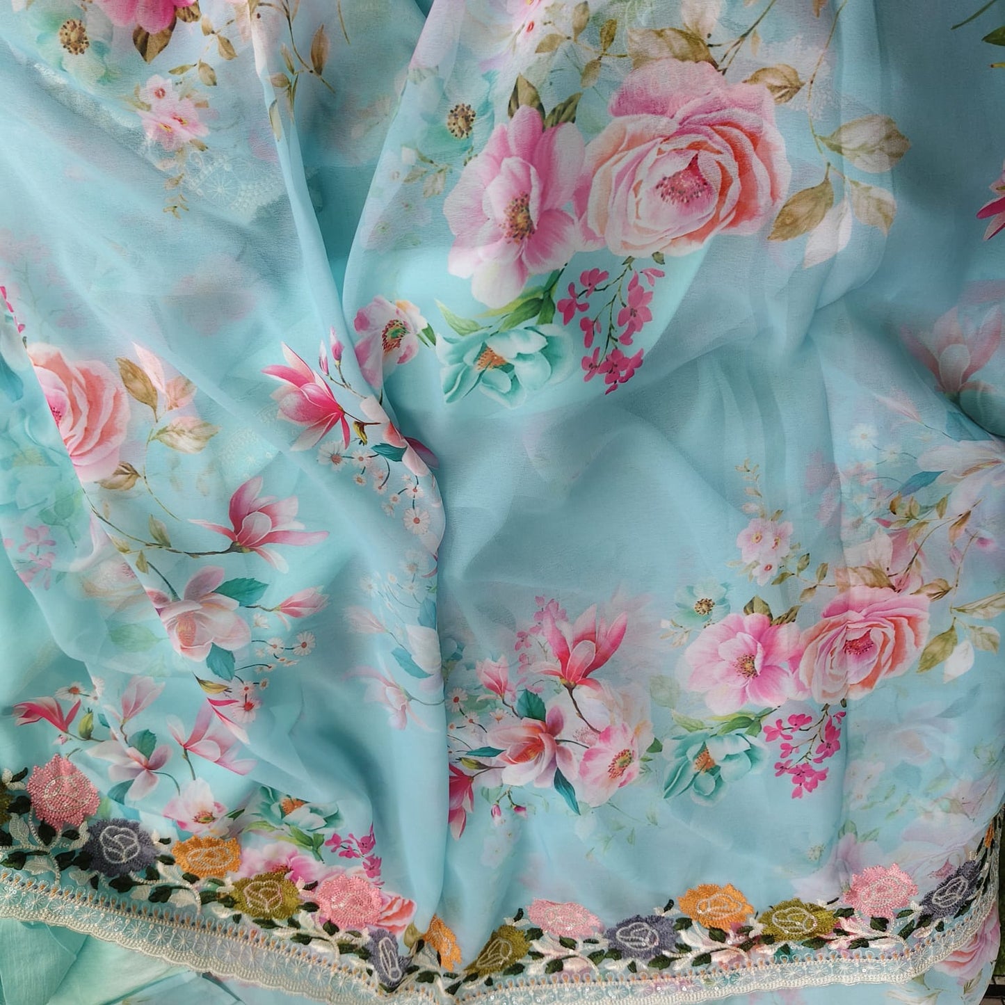 Firozi Georgette Embroidery