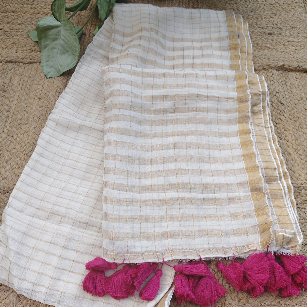 Mul Cotton -Biege Gold Stripes