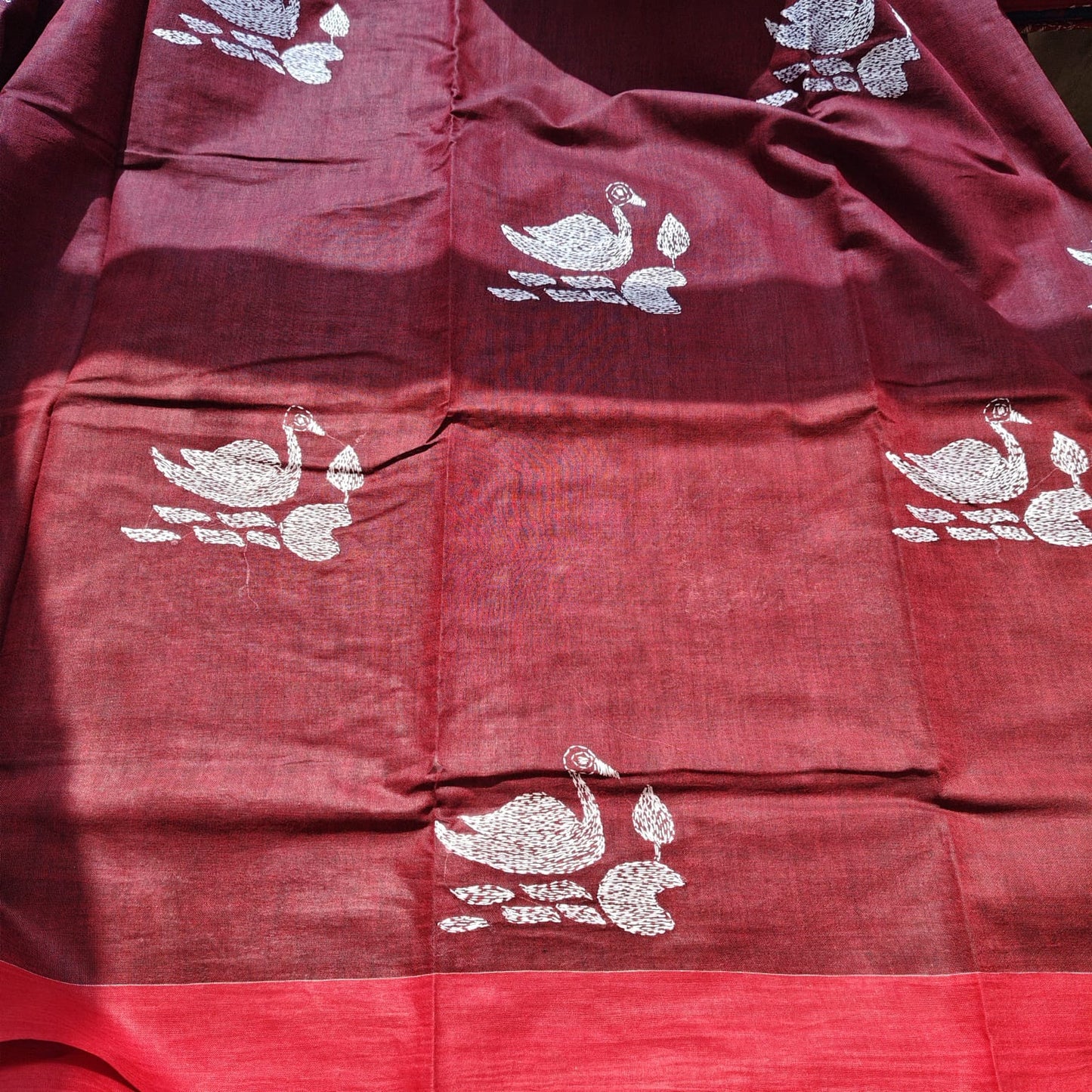 Pure Cotton Kantha -Maroon
