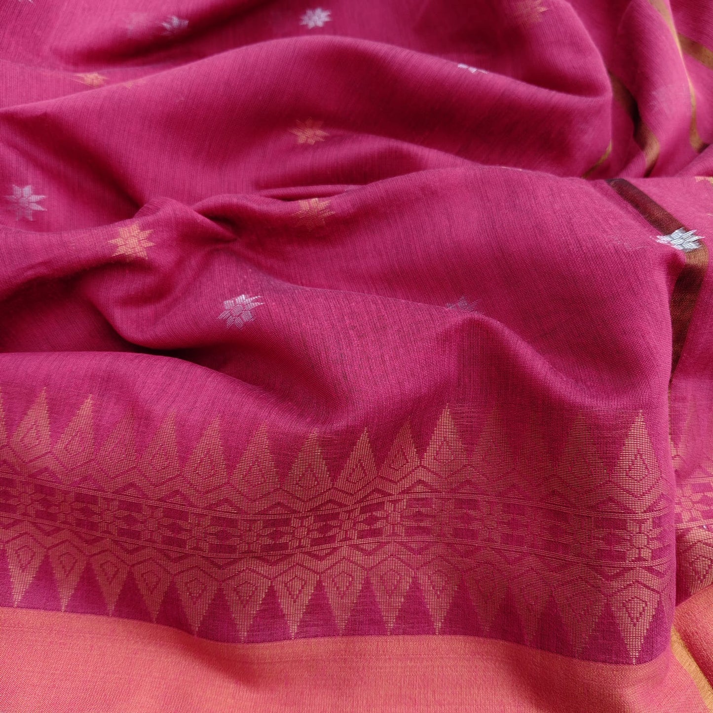 Handloom Cotton Silk -Brick Red