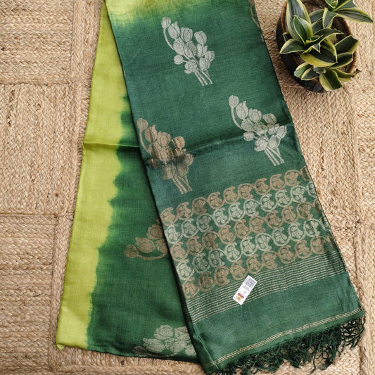 Pure Tussar Silk - Lime n Green