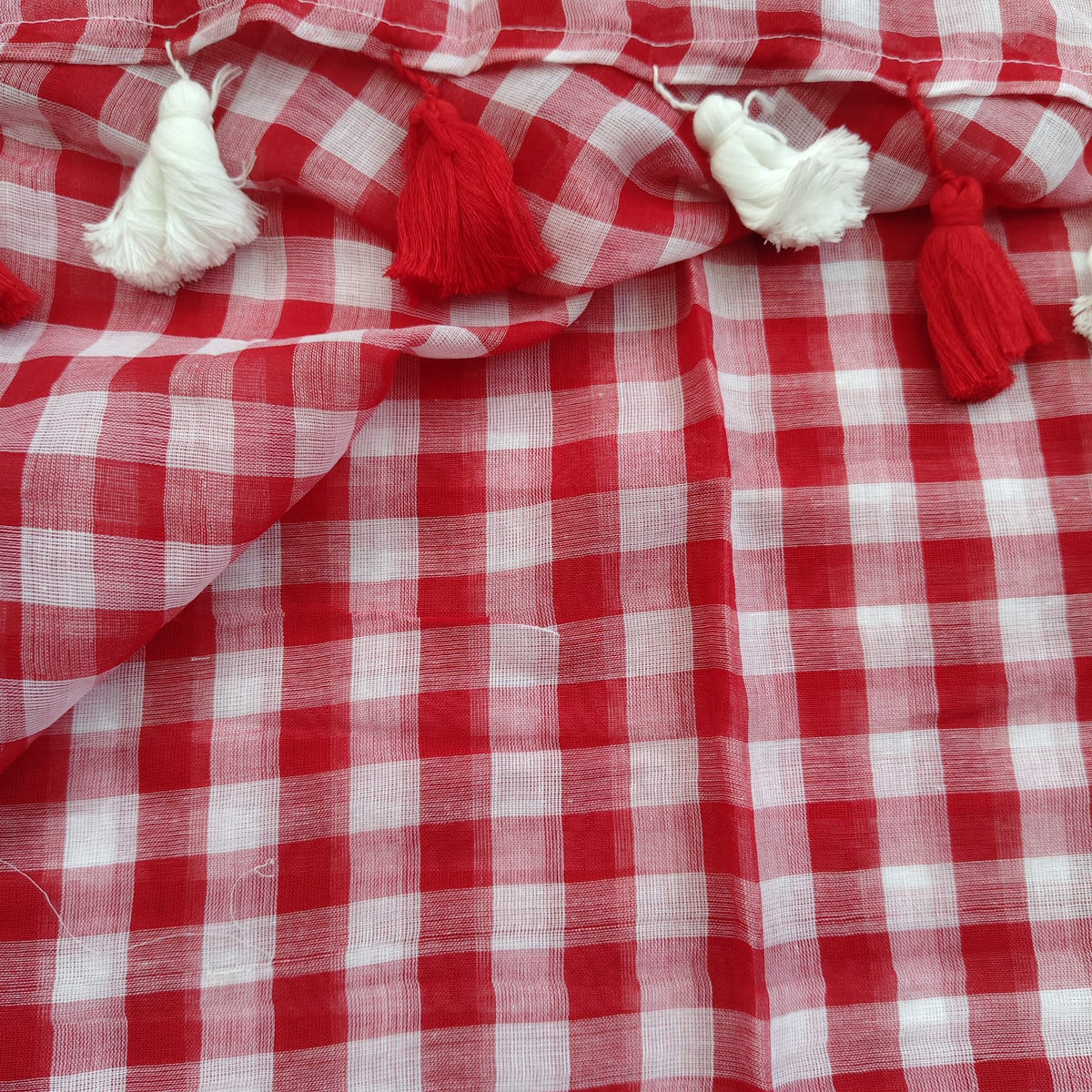 Mul Cotton -Red White Checks