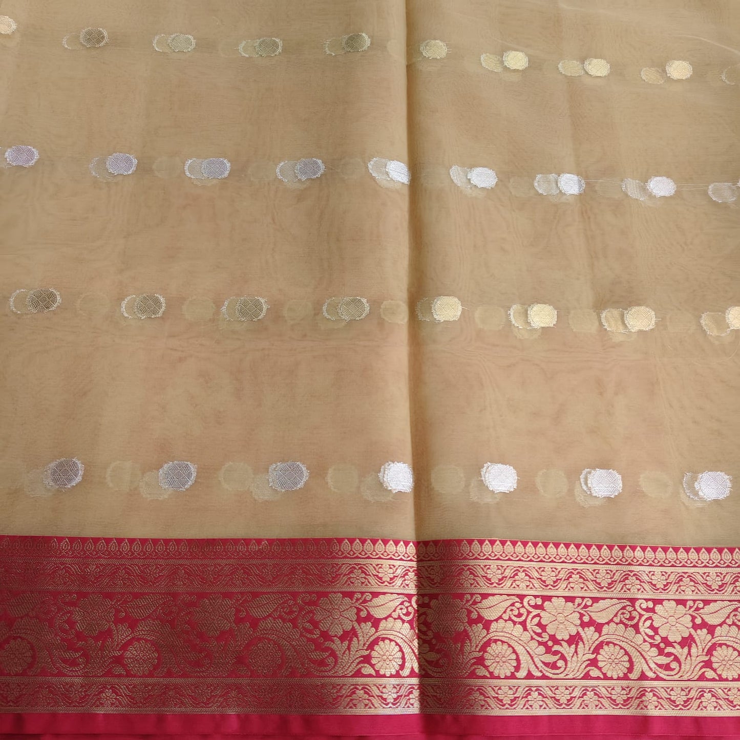 Golden Red Muslin Banarasi