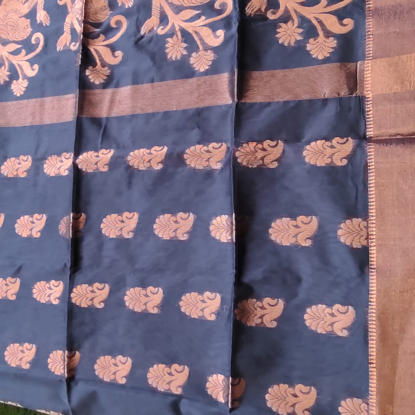 Cotton Silk Banarasi, Midnight Blue