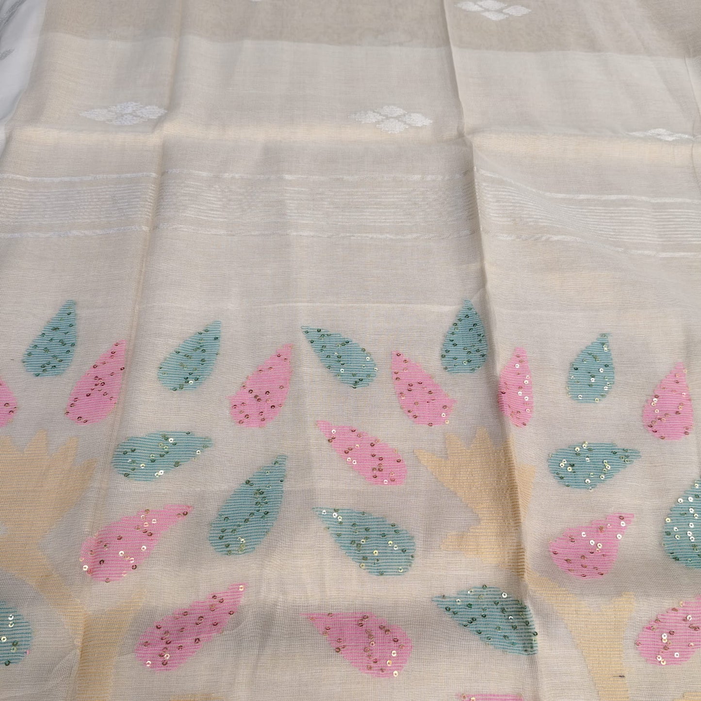 Tissue  Muslin Jamdani-Golden Biege