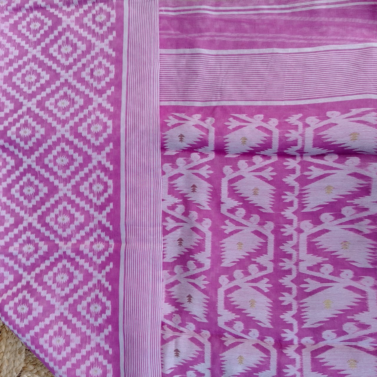 Mauve Cotton Jamdani