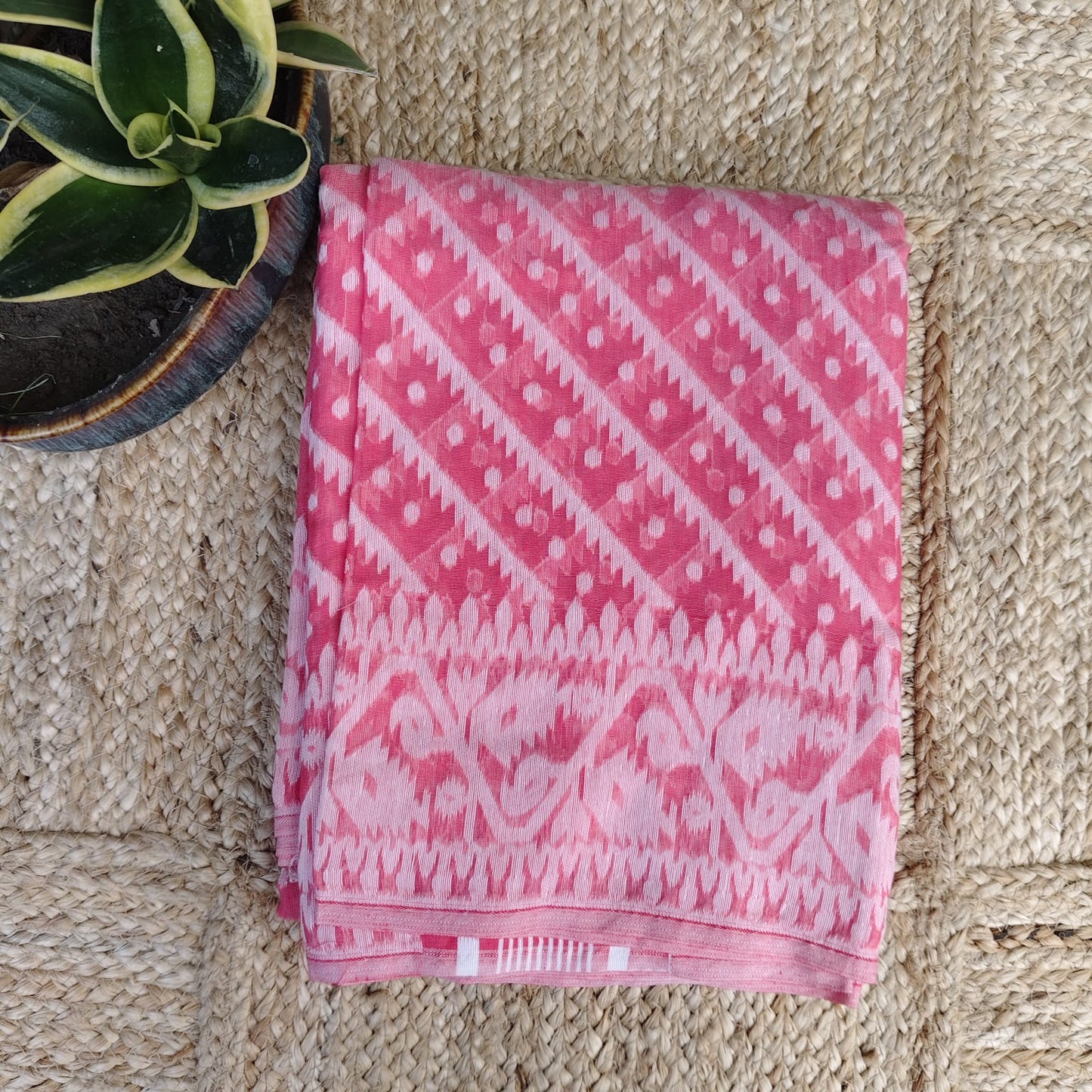 Peach Cotton Jamdani