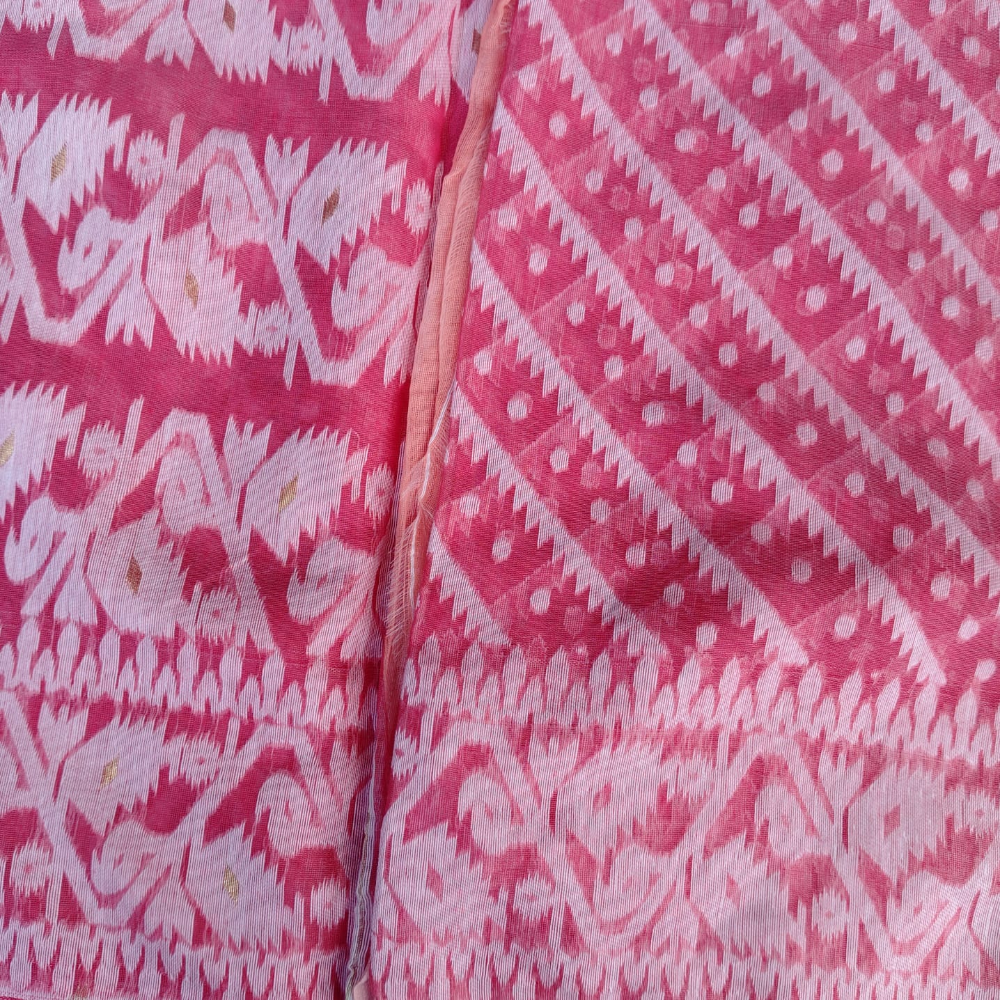 Peach Cotton Jamdani