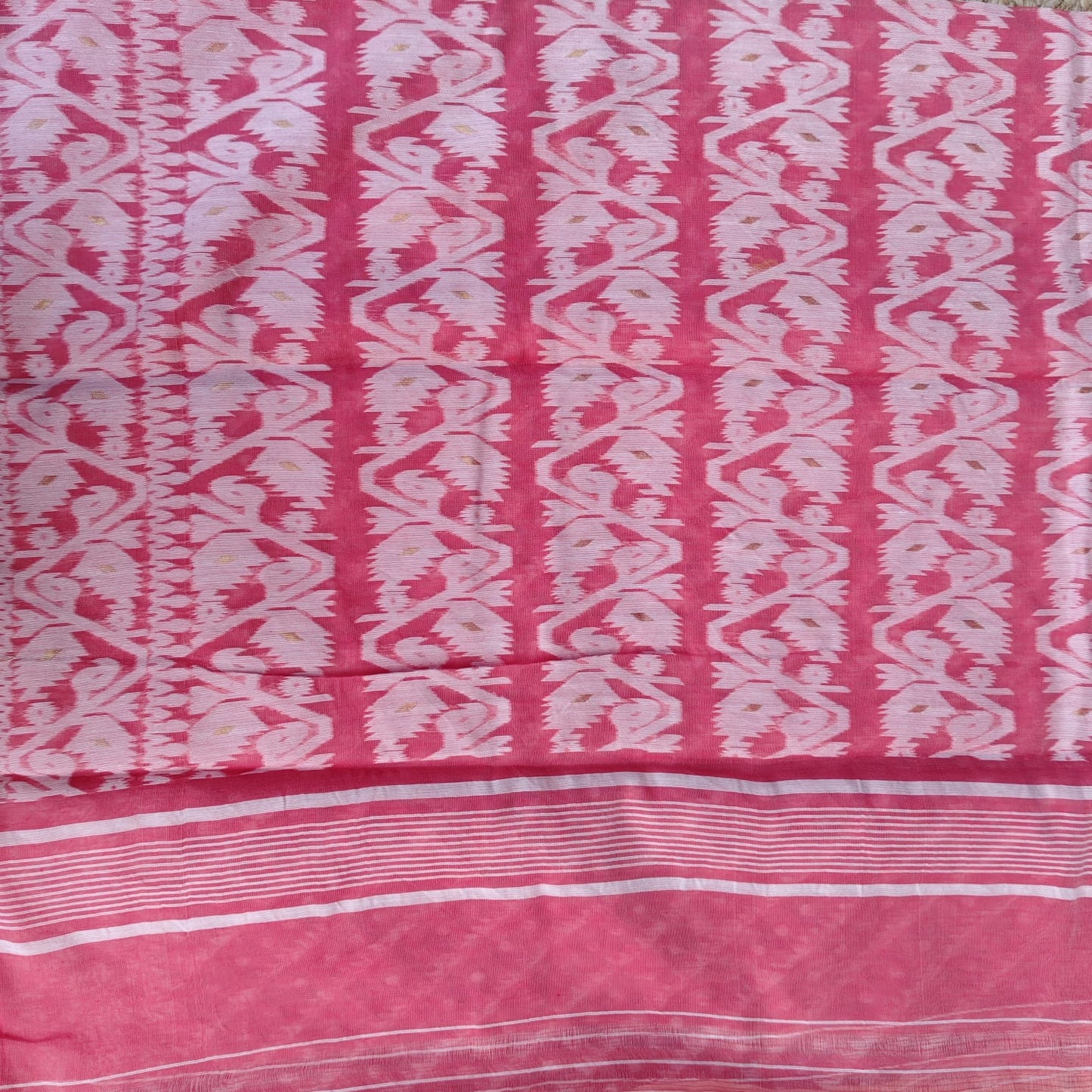 Peach Cotton Jamdani