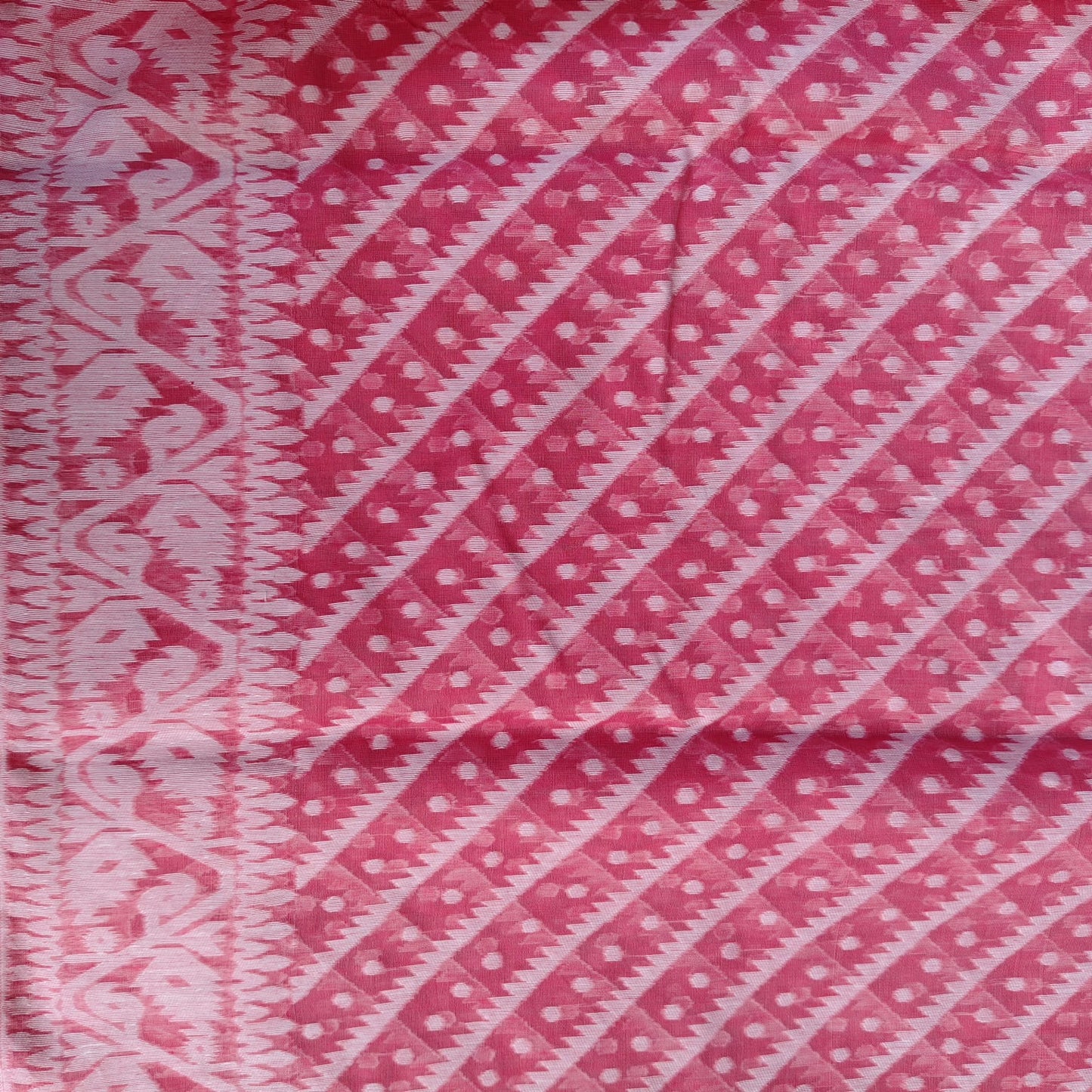 Peach Cotton Jamdani