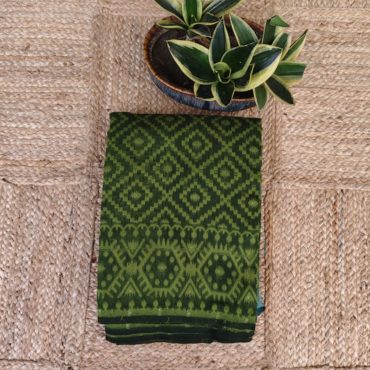 Mehndi Green Cotton Jamdani