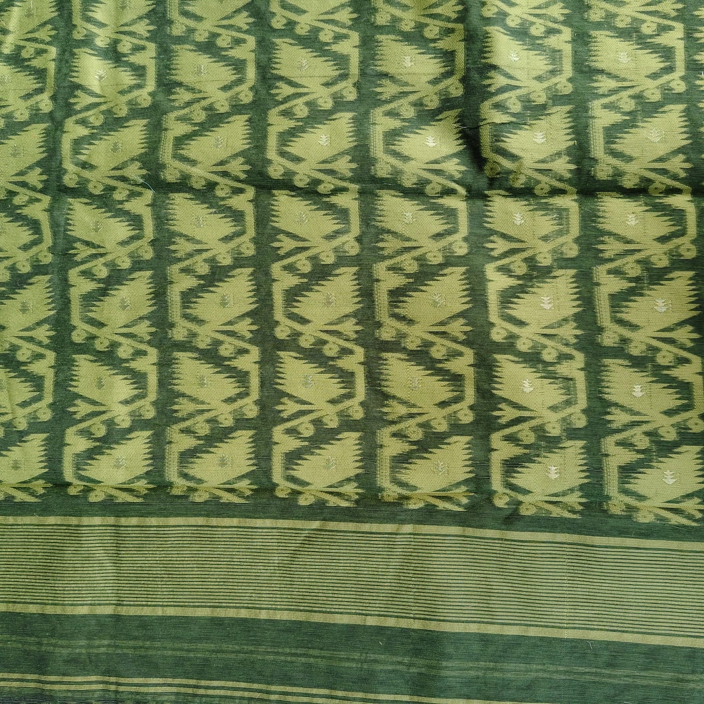 Mehndi Green Cotton Jamdani