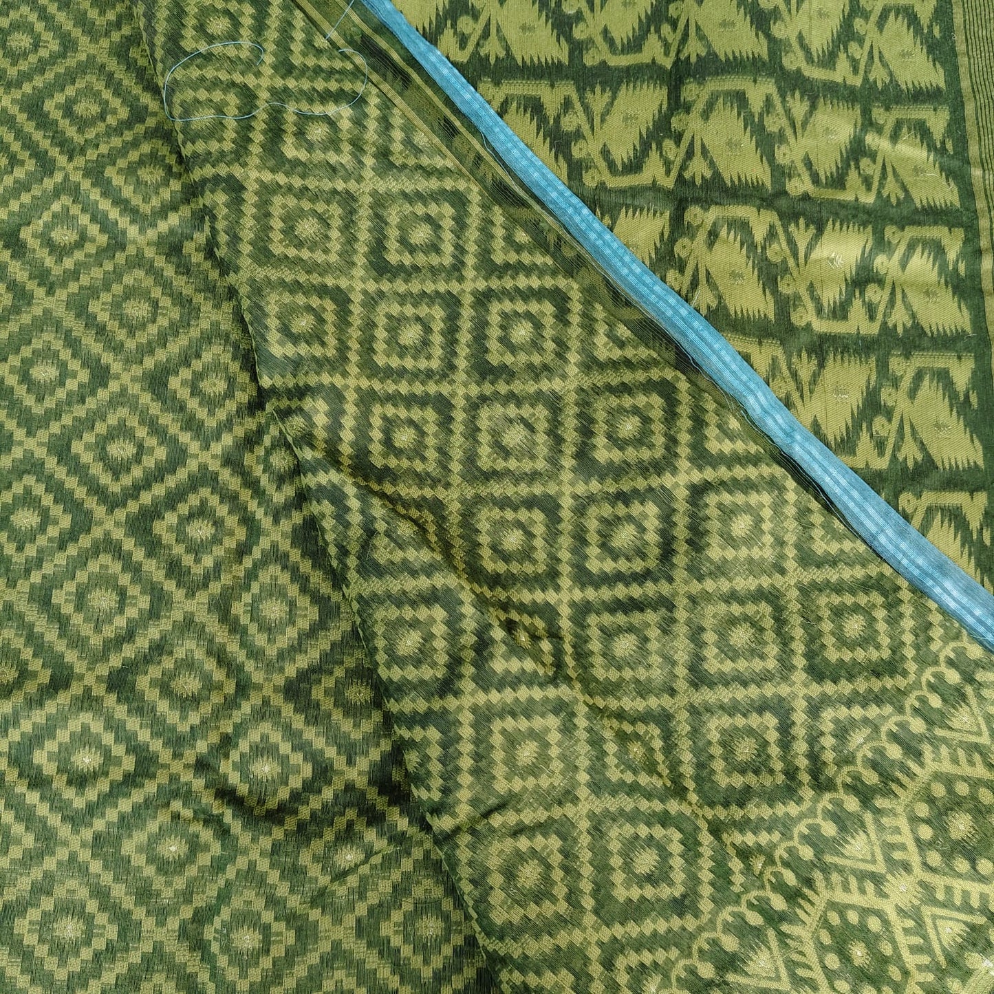Mehndi Green Cotton Jamdani