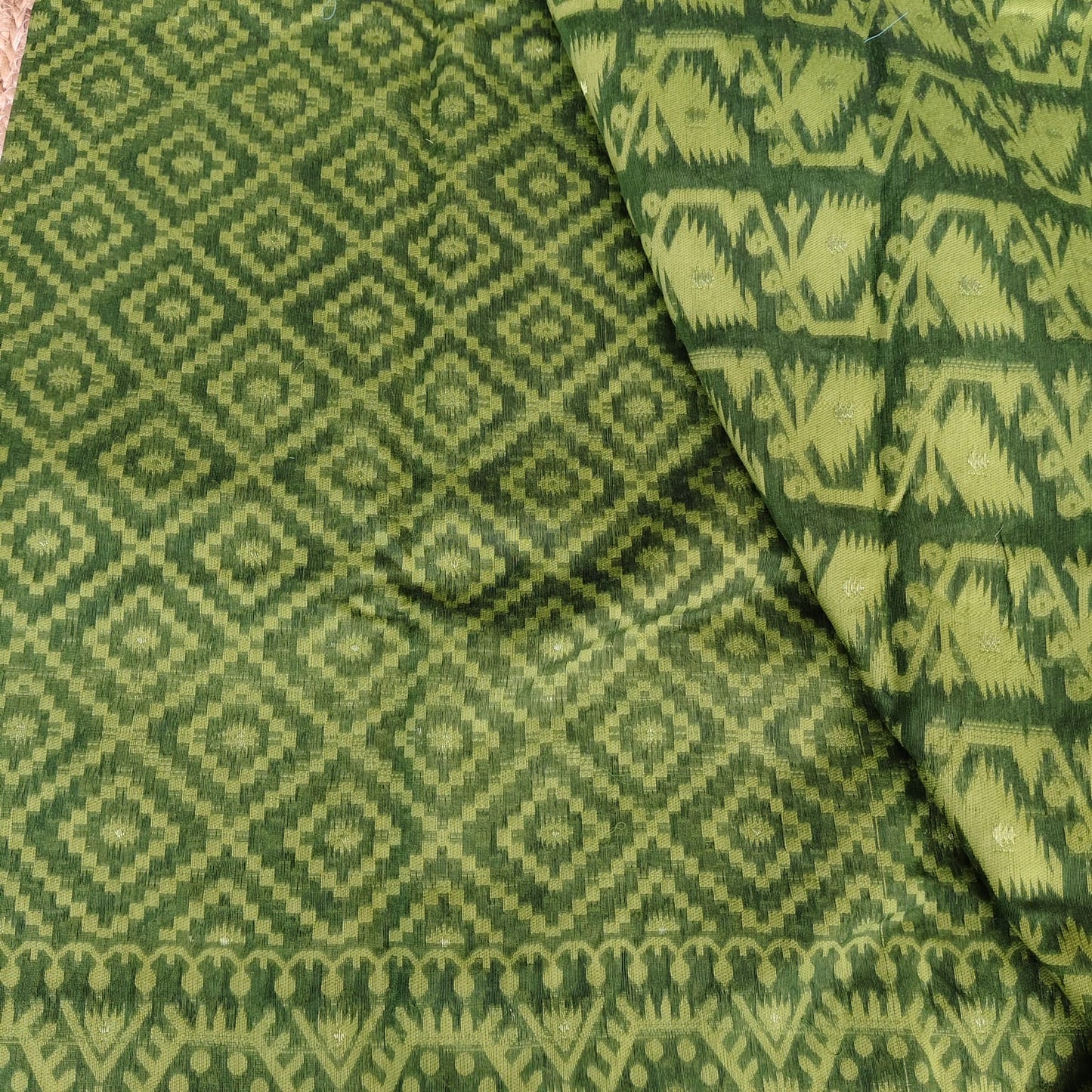Mehndi Green Cotton Jamdani