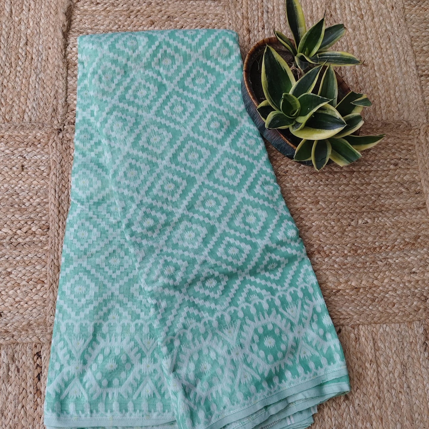 Sea Green Cotton Jamdani