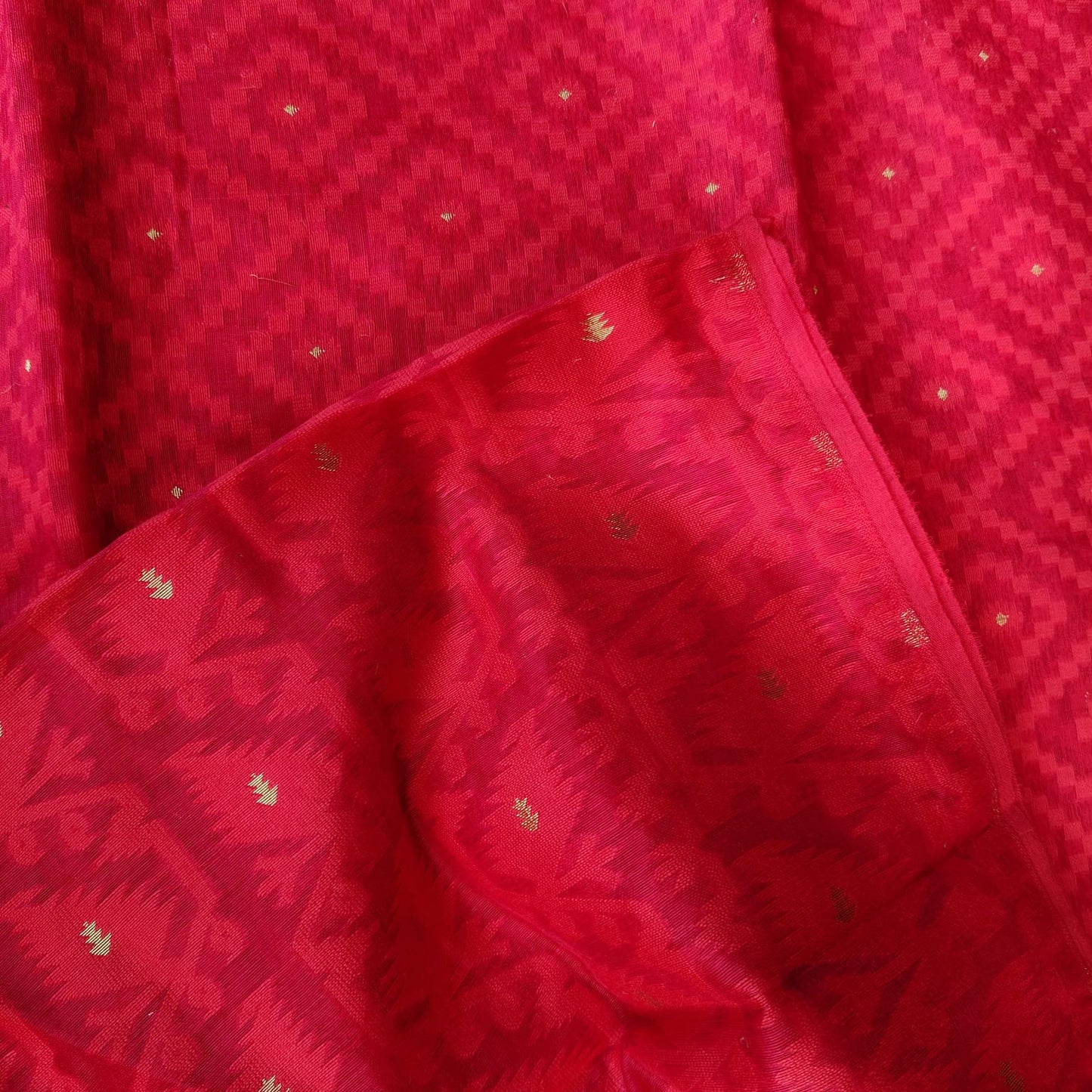Crimson Red Cotton Jamdani
