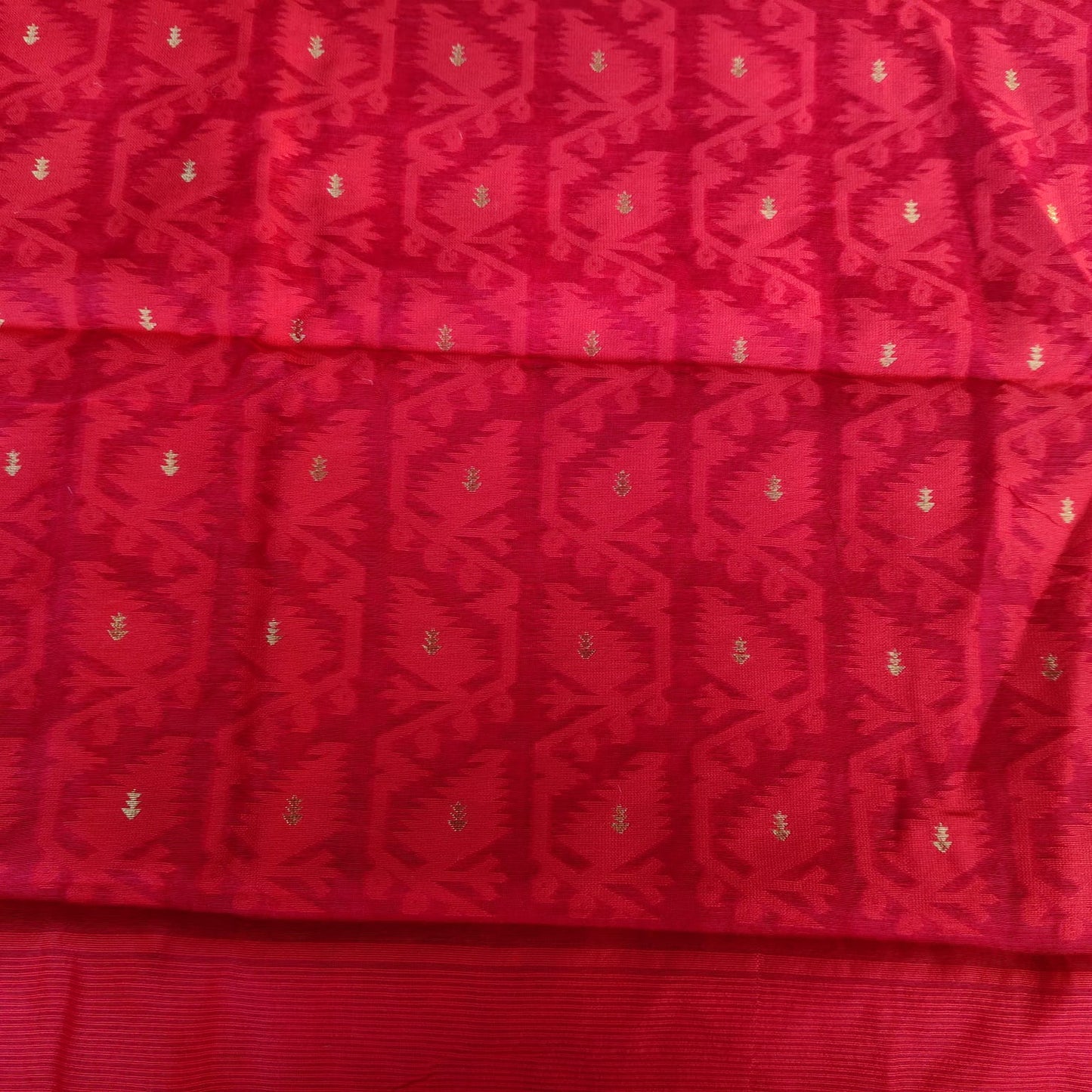 Crimson Red Cotton Jamdani